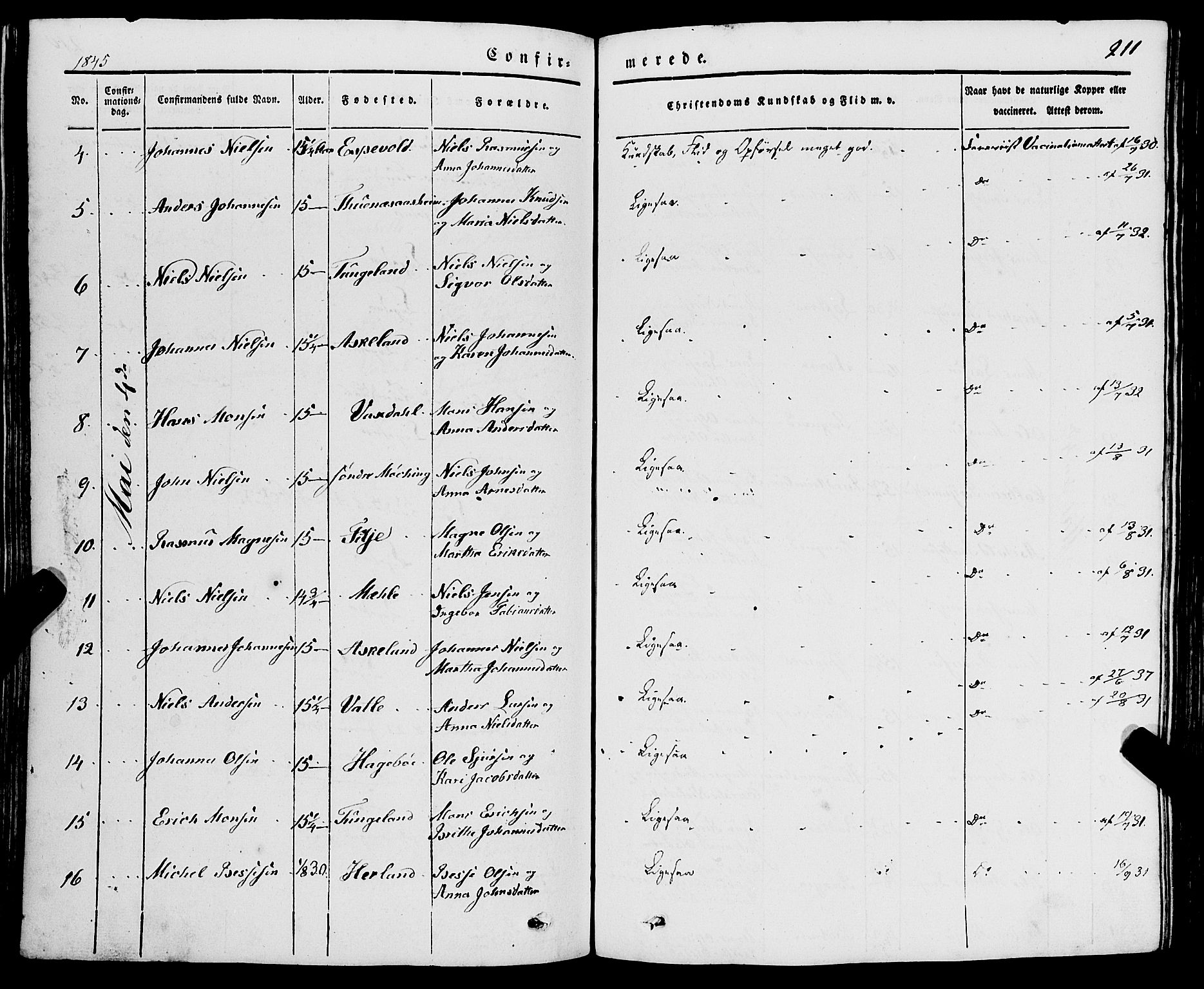 Haus sokneprestembete, AV/SAB-A-75601/H/Haa: Parish register (official) no. A 15, 1838-1847, p. 211