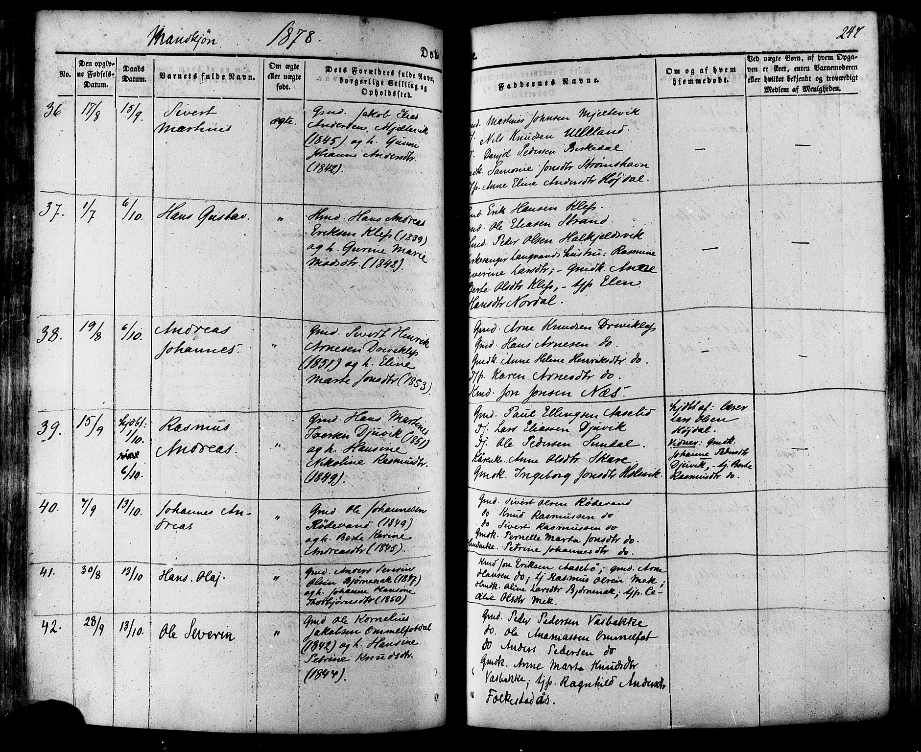 Ministerialprotokoller, klokkerbøker og fødselsregistre - Møre og Romsdal, AV/SAT-A-1454/511/L0140: Parish register (official) no. 511A07, 1851-1878, p. 247