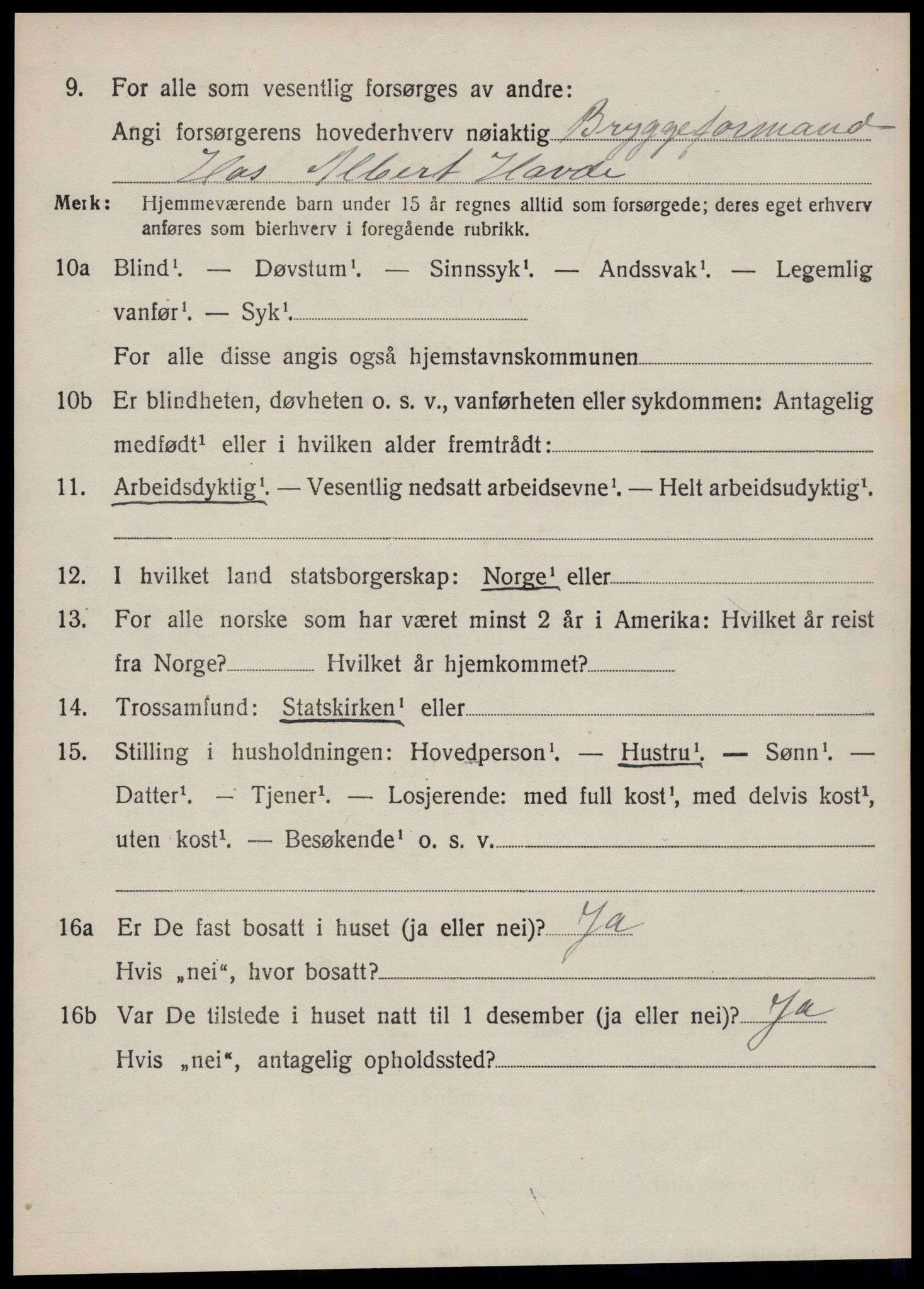 SAT, 1920 census for Borgund, 1920, p. 10319