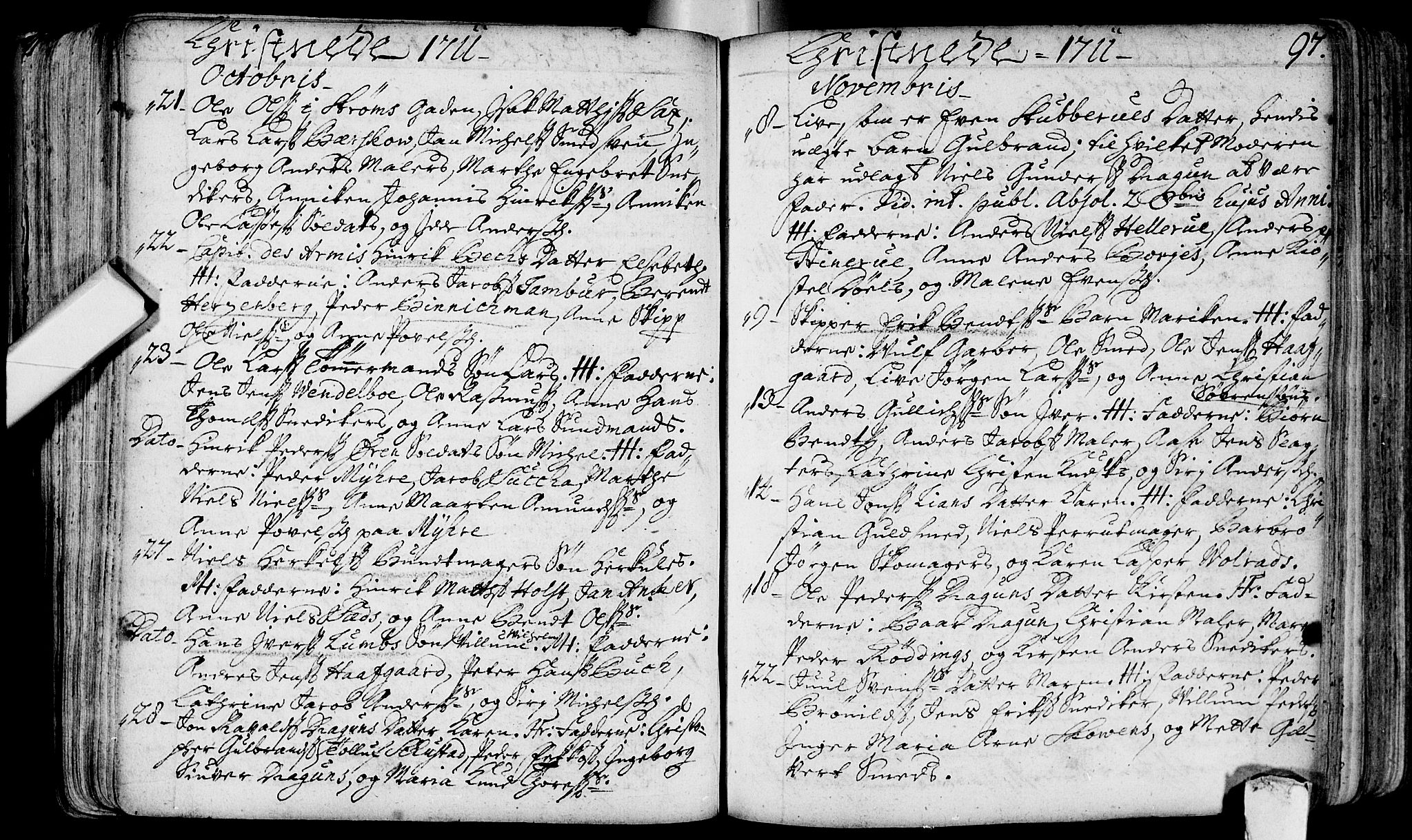 Bragernes kirkebøker, AV/SAKO-A-6/F/Fa/L0003: Parish register (official) no. I 3, 1706-1734, p. 97