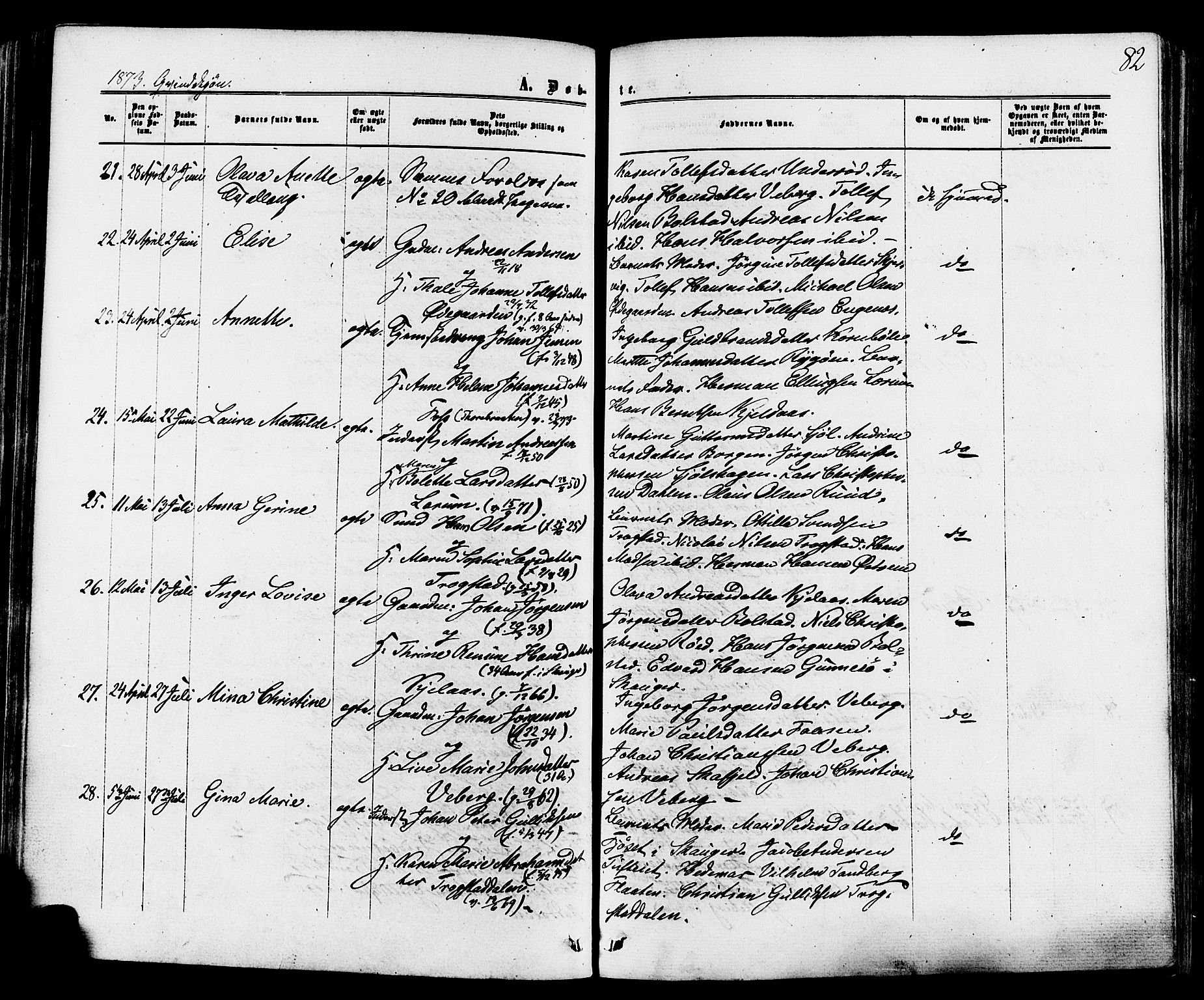 Sande Kirkebøker, AV/SAKO-A-53/F/Fa/L0005: Parish register (official) no. 5, 1865-1877, p. 82