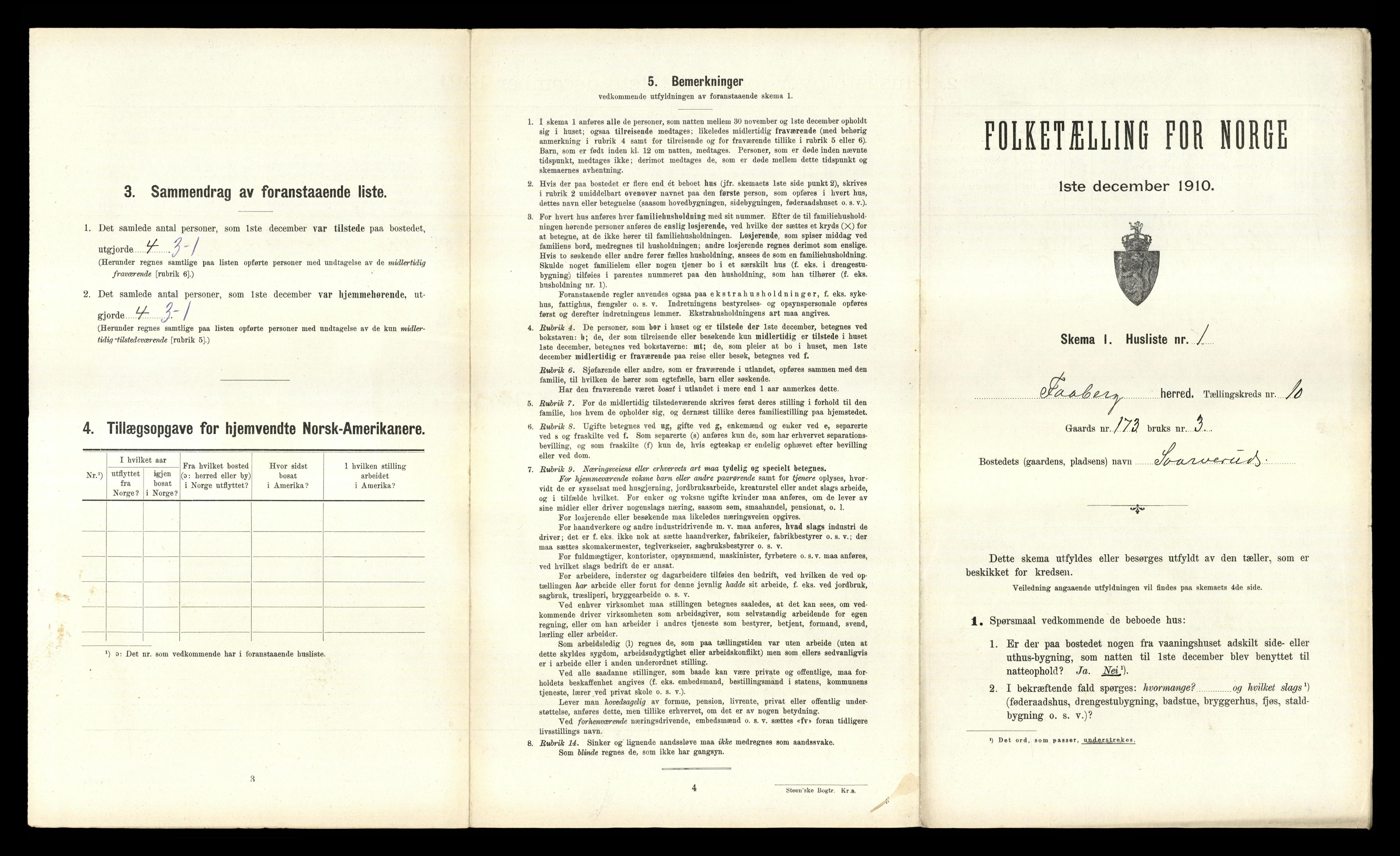 RA, 1910 census for Fåberg, 1910, p. 1054