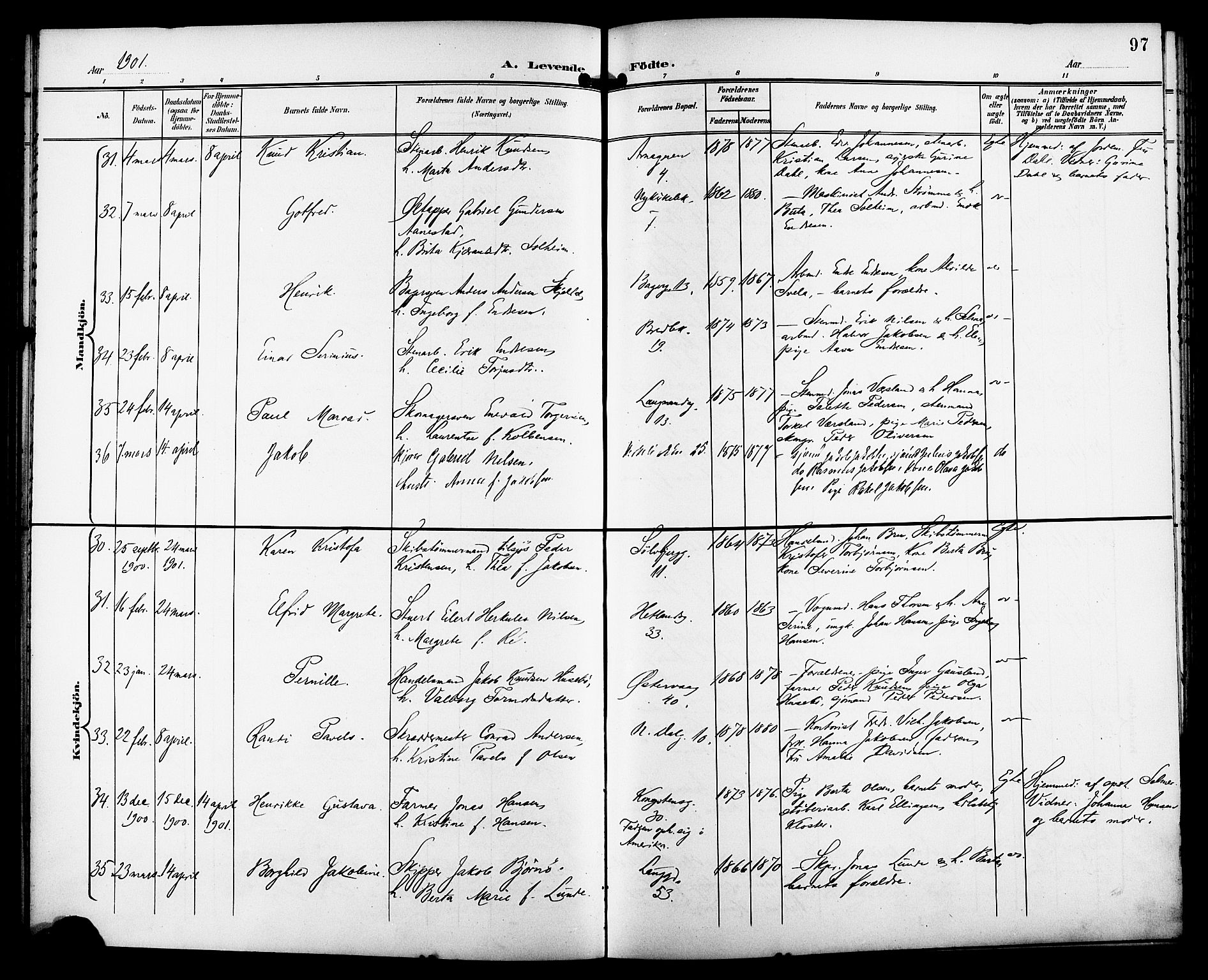 St. Petri sokneprestkontor, AV/SAST-A-101813/001/30/30BB/L0008: Parish register (copy) no. B 8, 1897-1905, p. 97