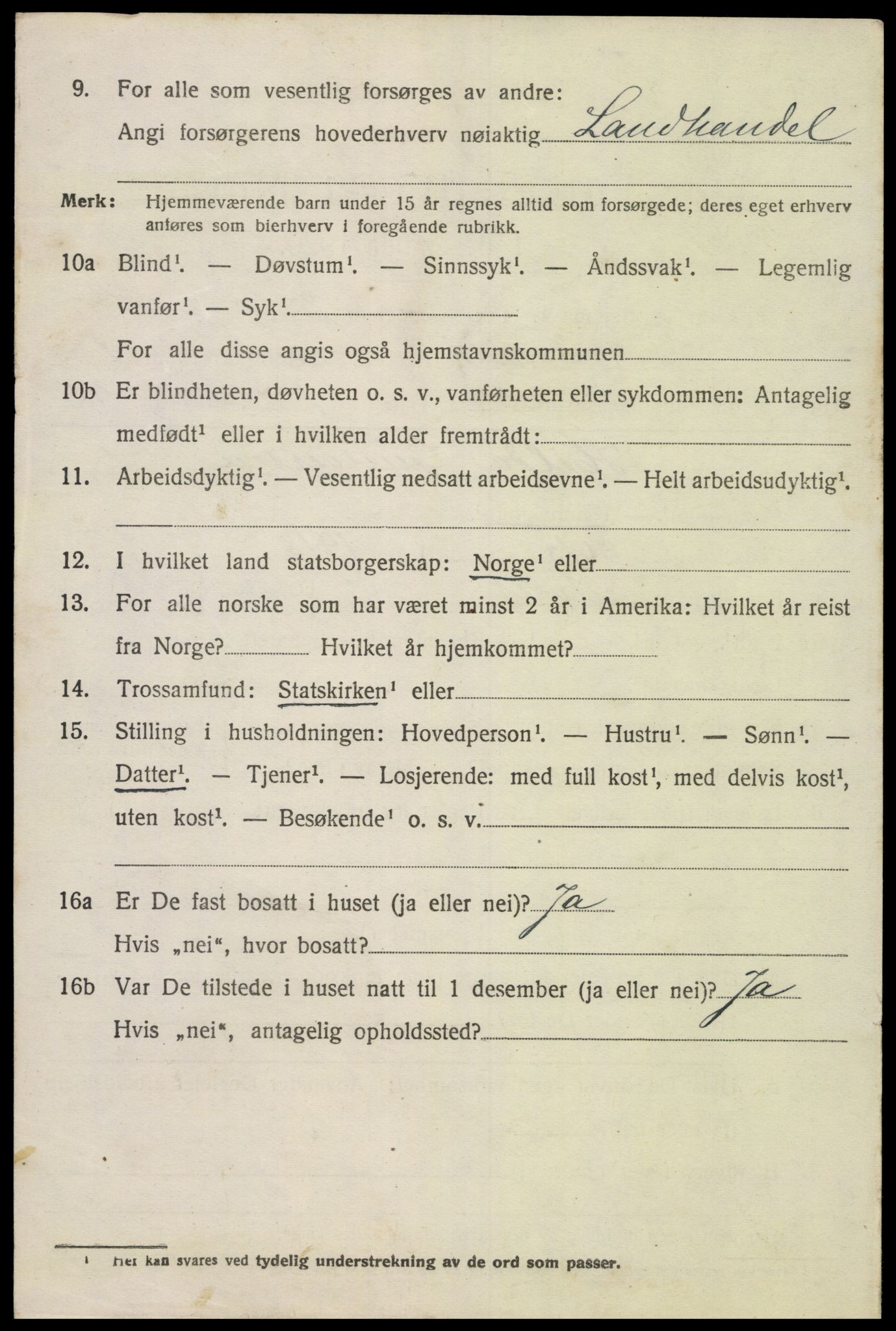 SAK, 1920 census for Tveit, 1920, p. 1217