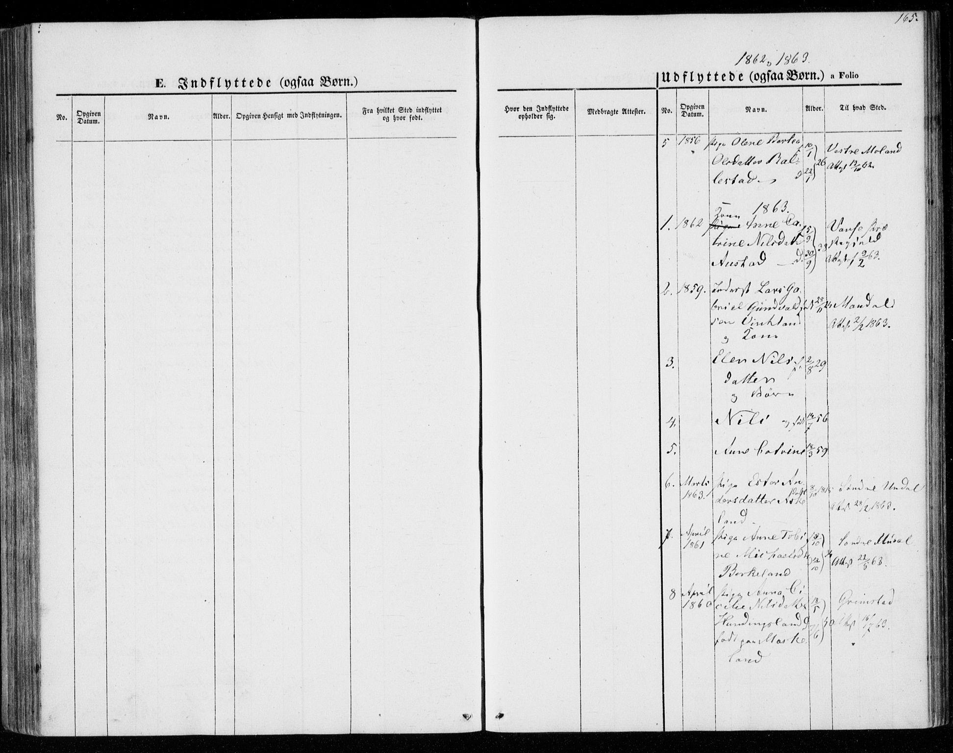 Lyngdal sokneprestkontor, SAK/1111-0029/F/Fa/Faa/L0002: Parish register (official) no. A 2, 1858-1870, p. 165