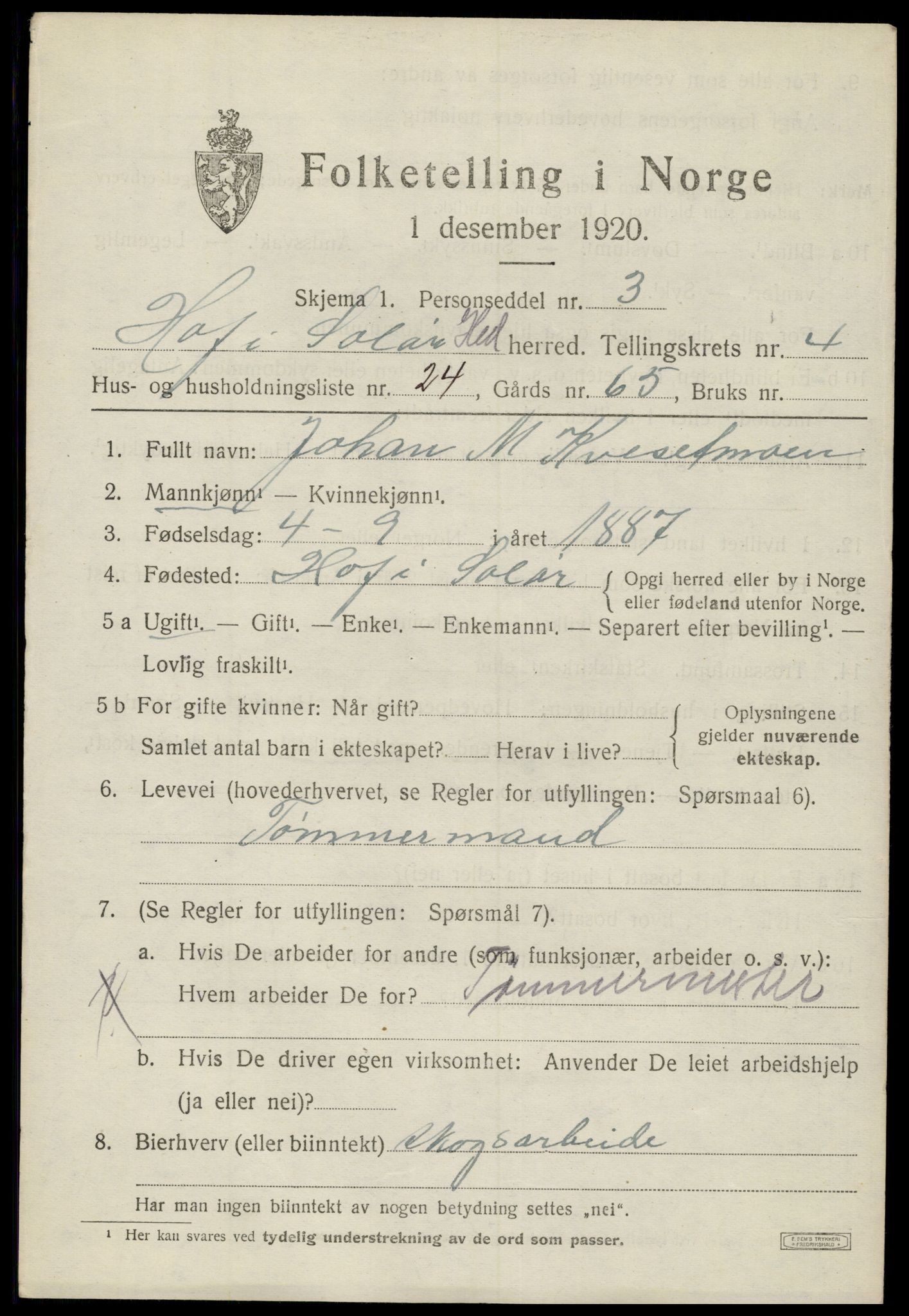 SAH, 1920 census for Hof, 1920, p. 5363