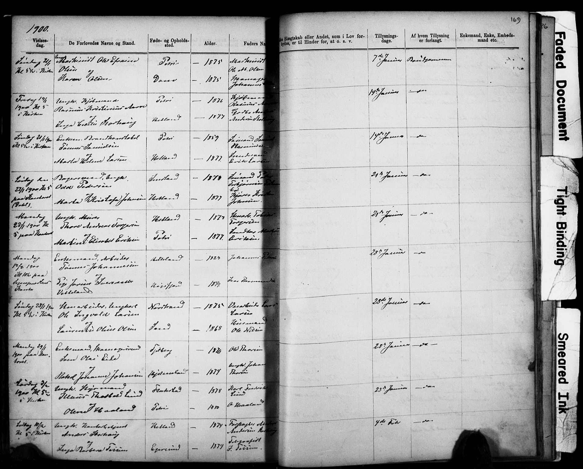Domkirken sokneprestkontor, SAST/A-101812/001/30/30BB/L0014: Parish register (copy) no. B 14, 1875-1902, p. 169