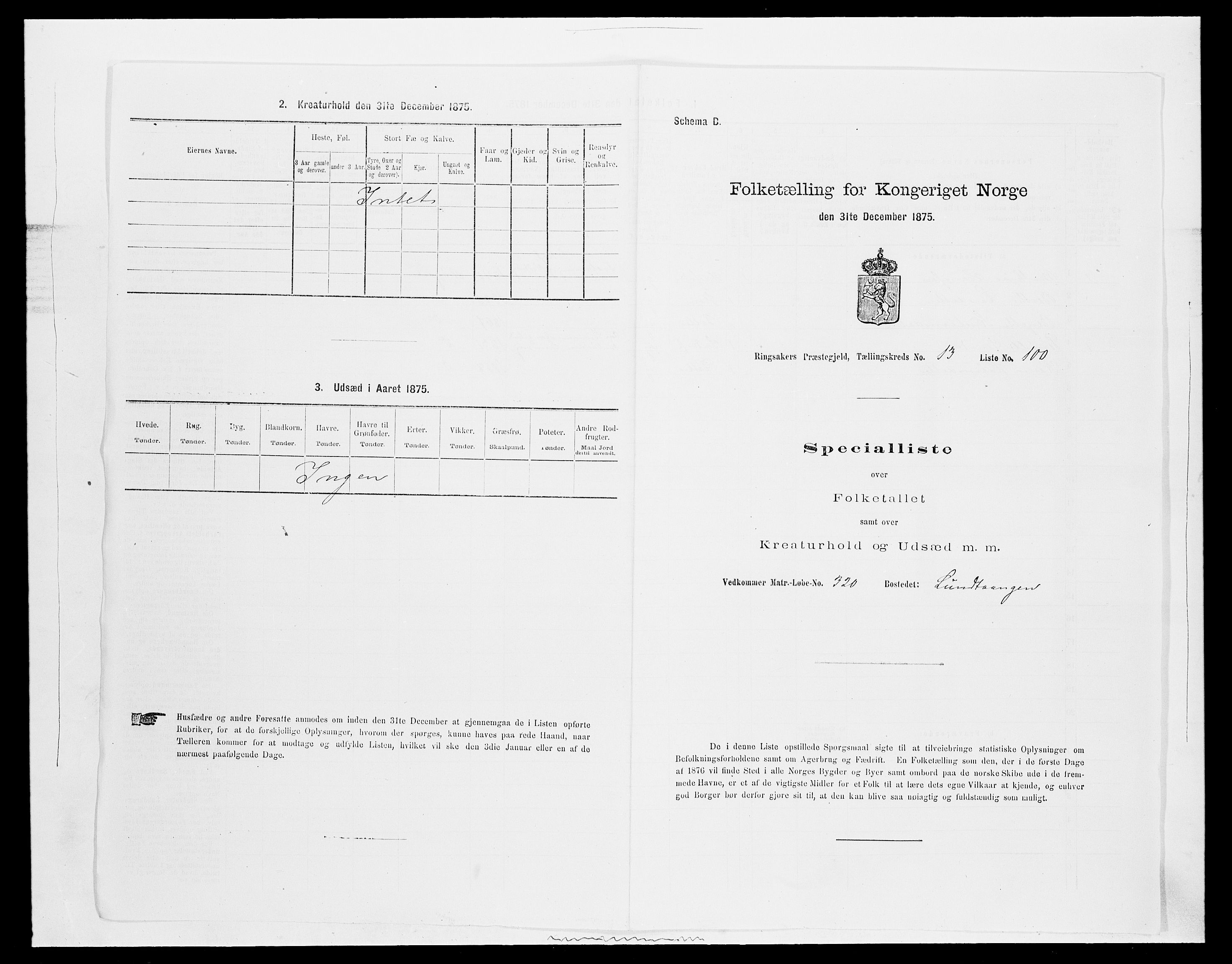 SAH, 1875 census for 0412P Ringsaker, 1875, p. 2809