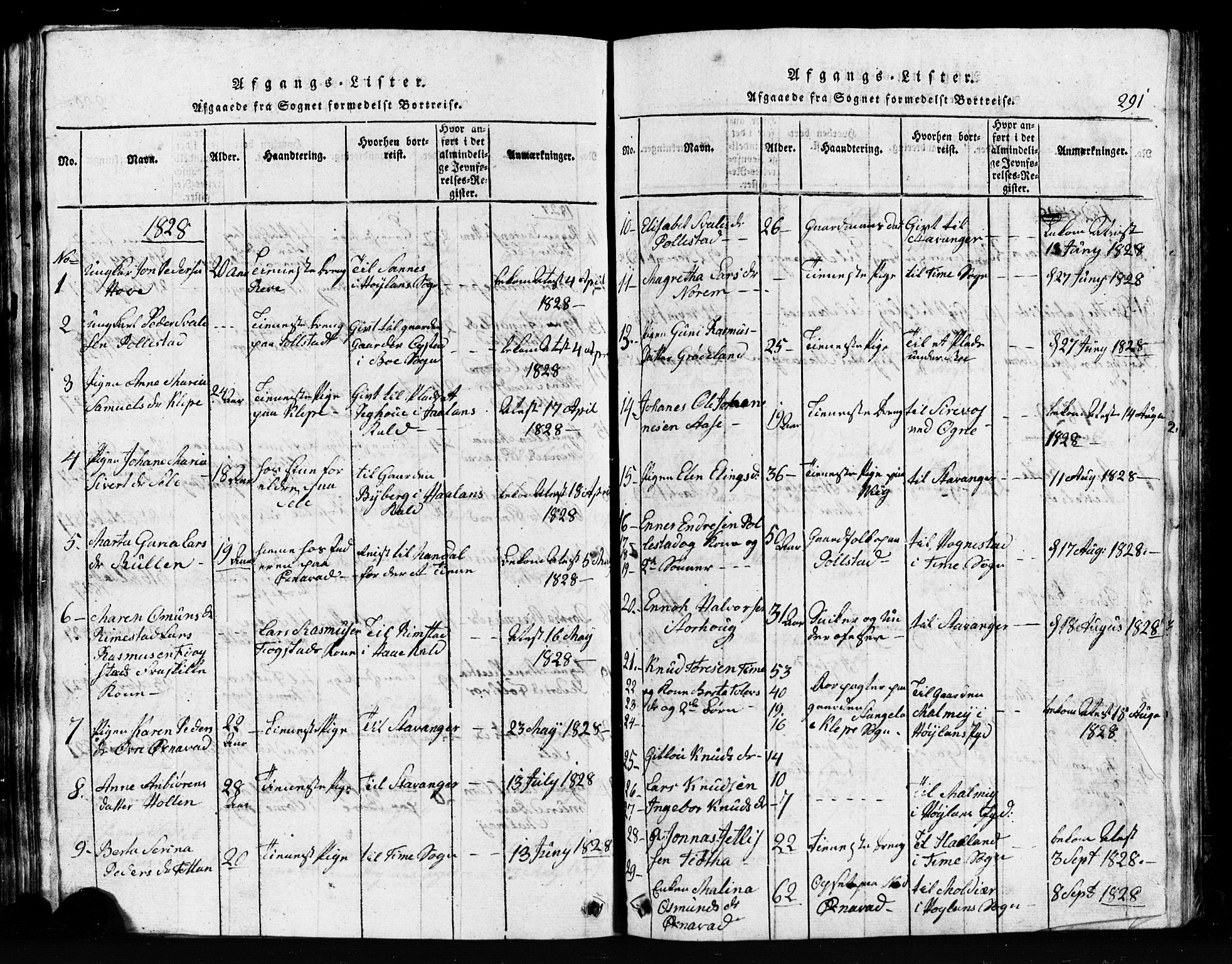 Klepp sokneprestkontor, AV/SAST-A-101803/001/3/30BB/L0001: Parish register (copy) no.  B 1, 1816-1859, p. 291