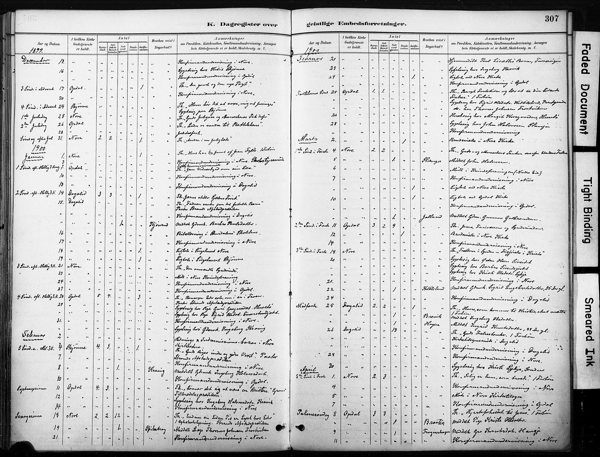 Nore kirkebøker, SAKO/A-238/F/Fb/L0002: Parish register (official) no. II 2, 1886-1906, p. 307