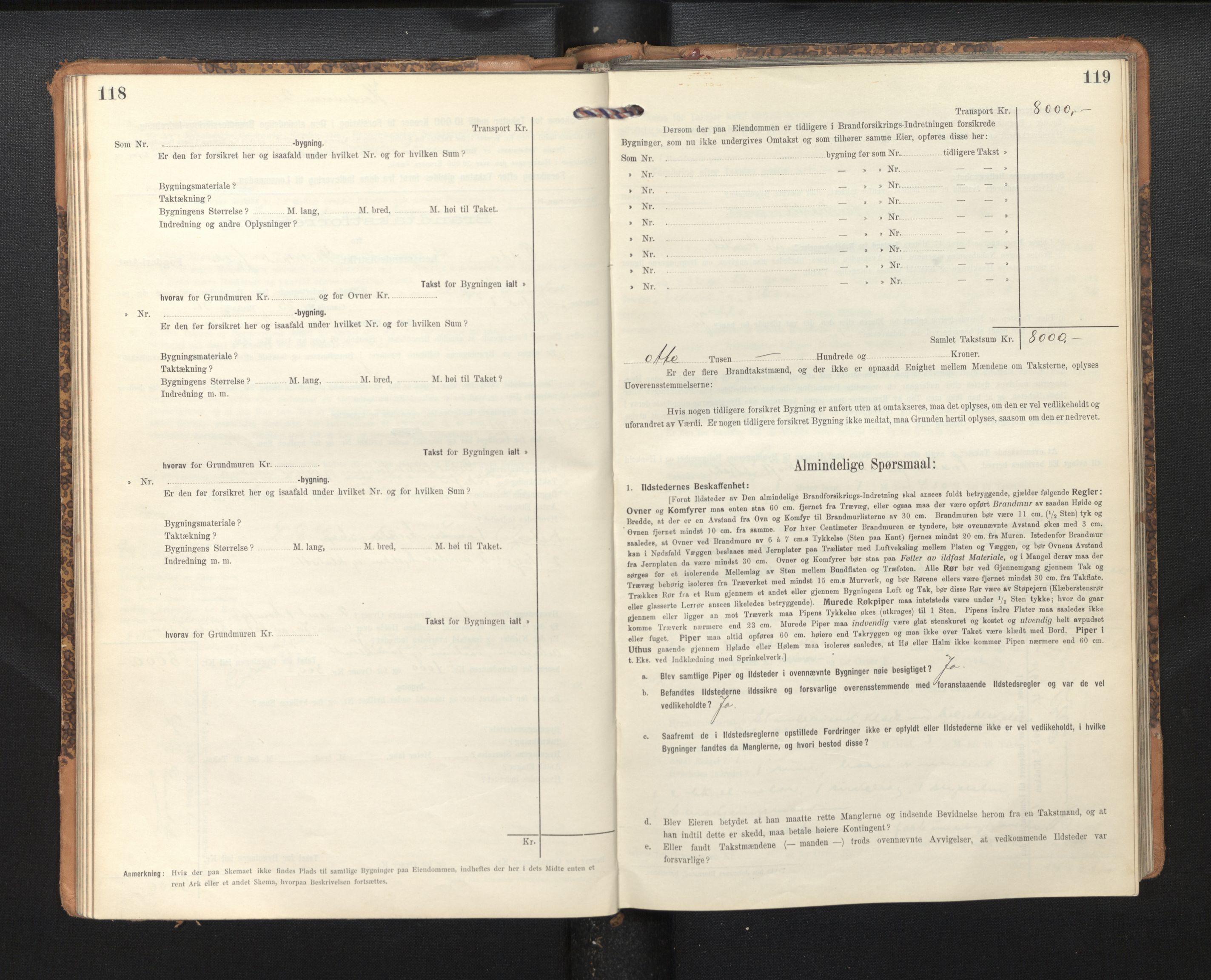Lensmannen i Odda, SAB/A-34001/0012/L0003: Branntakstprotokoll, skjematakst, 1916-1948, p. 118-119
