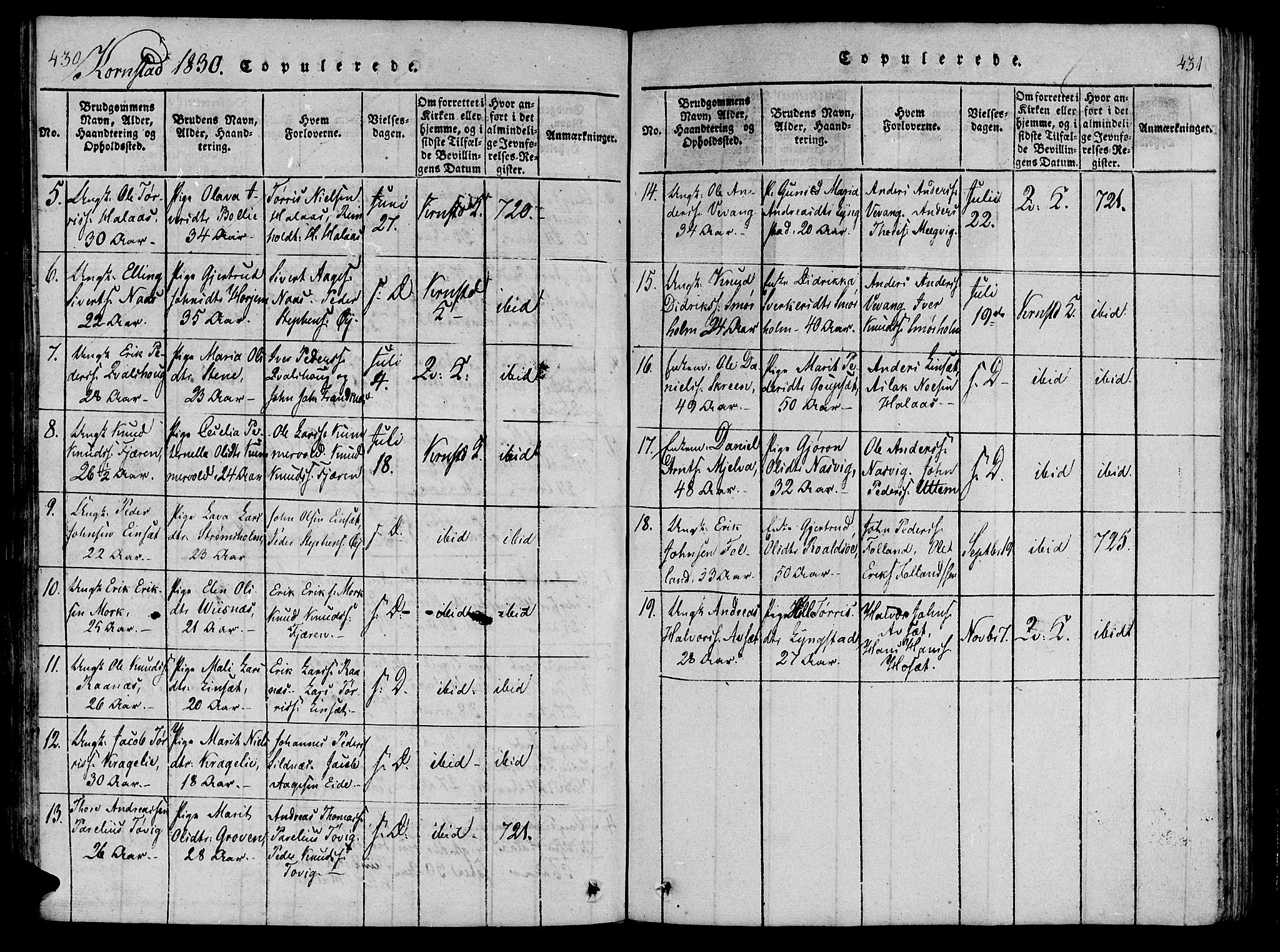 Ministerialprotokoller, klokkerbøker og fødselsregistre - Møre og Romsdal, SAT/A-1454/568/L0800: Parish register (official) no. 568A09 /3, 1820-1830, p. 430-431