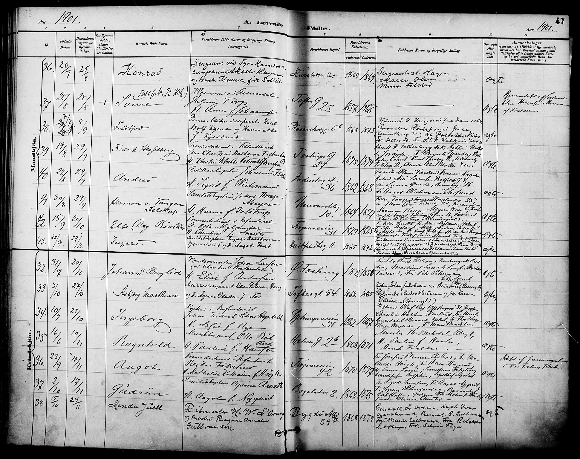 Garnisonsmenigheten Kirkebøker, AV/SAO-A-10846/F/Fa/L0013: Parish register (official) no. 13, 1894-1904, p. 47