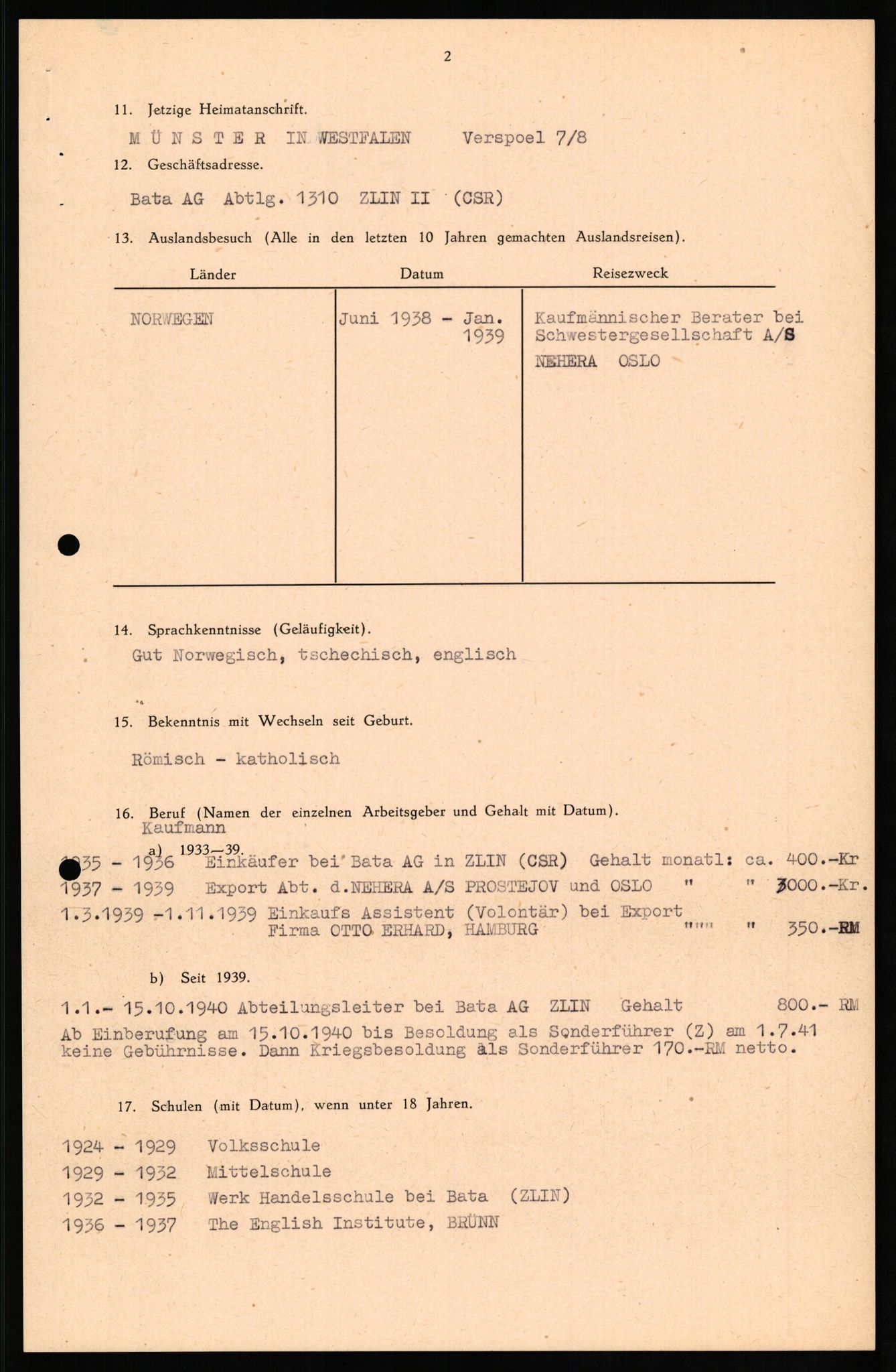 Forsvaret, Forsvarets overkommando II, AV/RA-RAFA-3915/D/Db/L0018: CI Questionaires. Tyske okkupasjonsstyrker i Norge. Tyskere., 1945-1946, p. 347