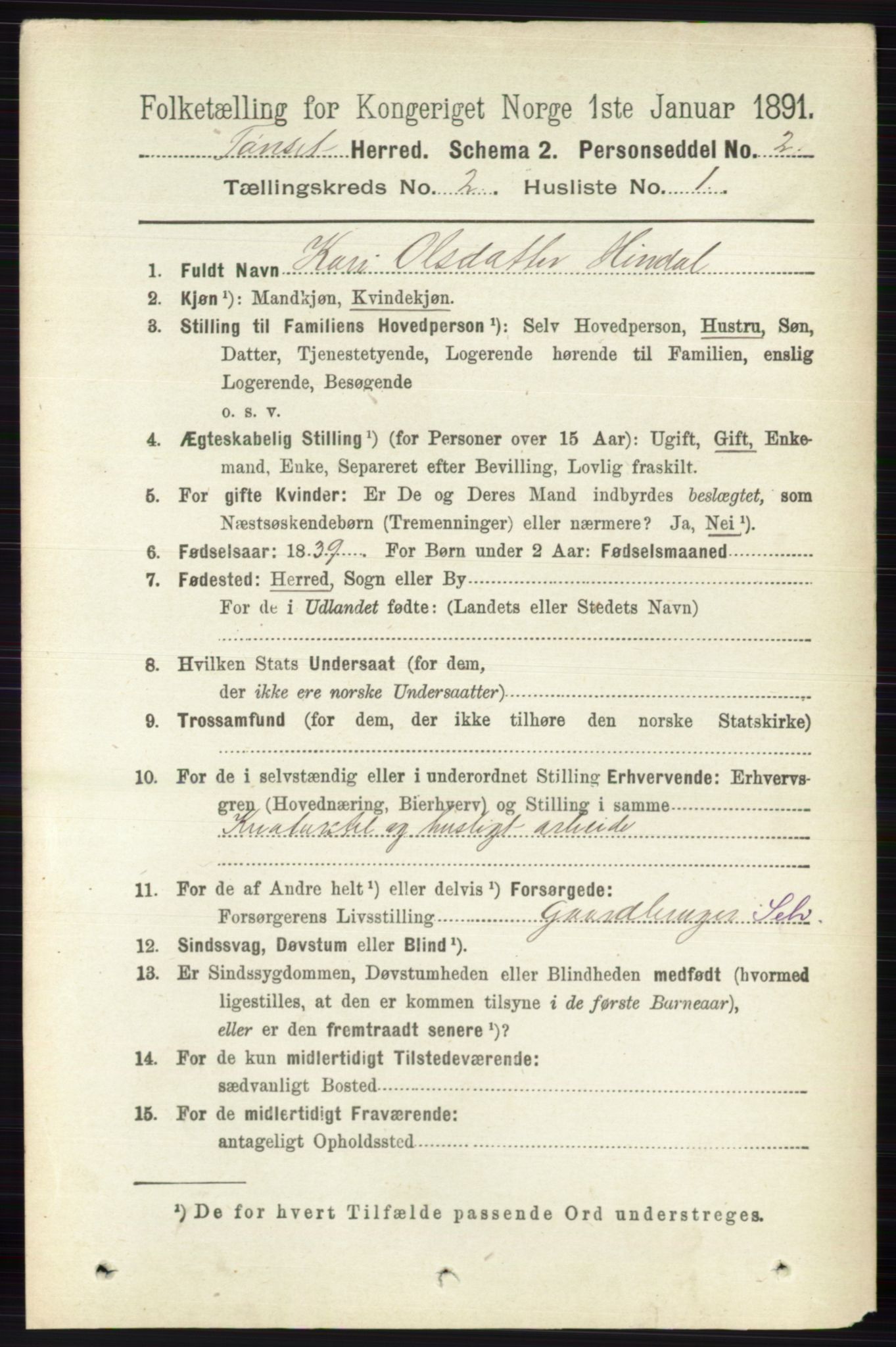 RA, 1891 census for 0437 Tynset, 1891, p. 334