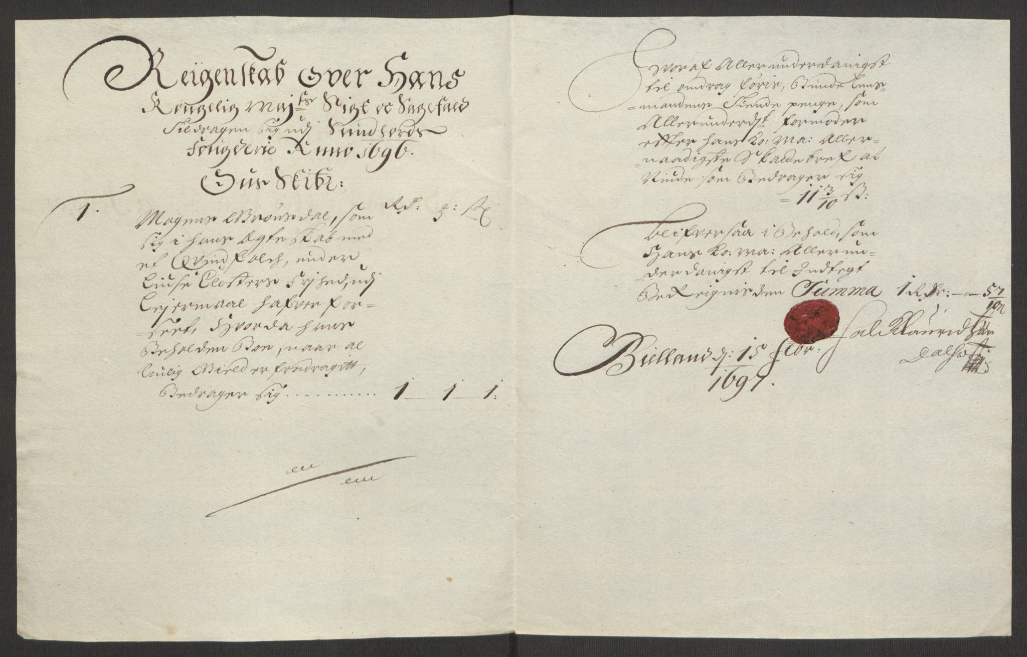 Rentekammeret inntil 1814, Reviderte regnskaper, Fogderegnskap, AV/RA-EA-4092/R48/L2976: Fogderegnskap Sunnhordland og Hardanger, 1695-1696, p. 368