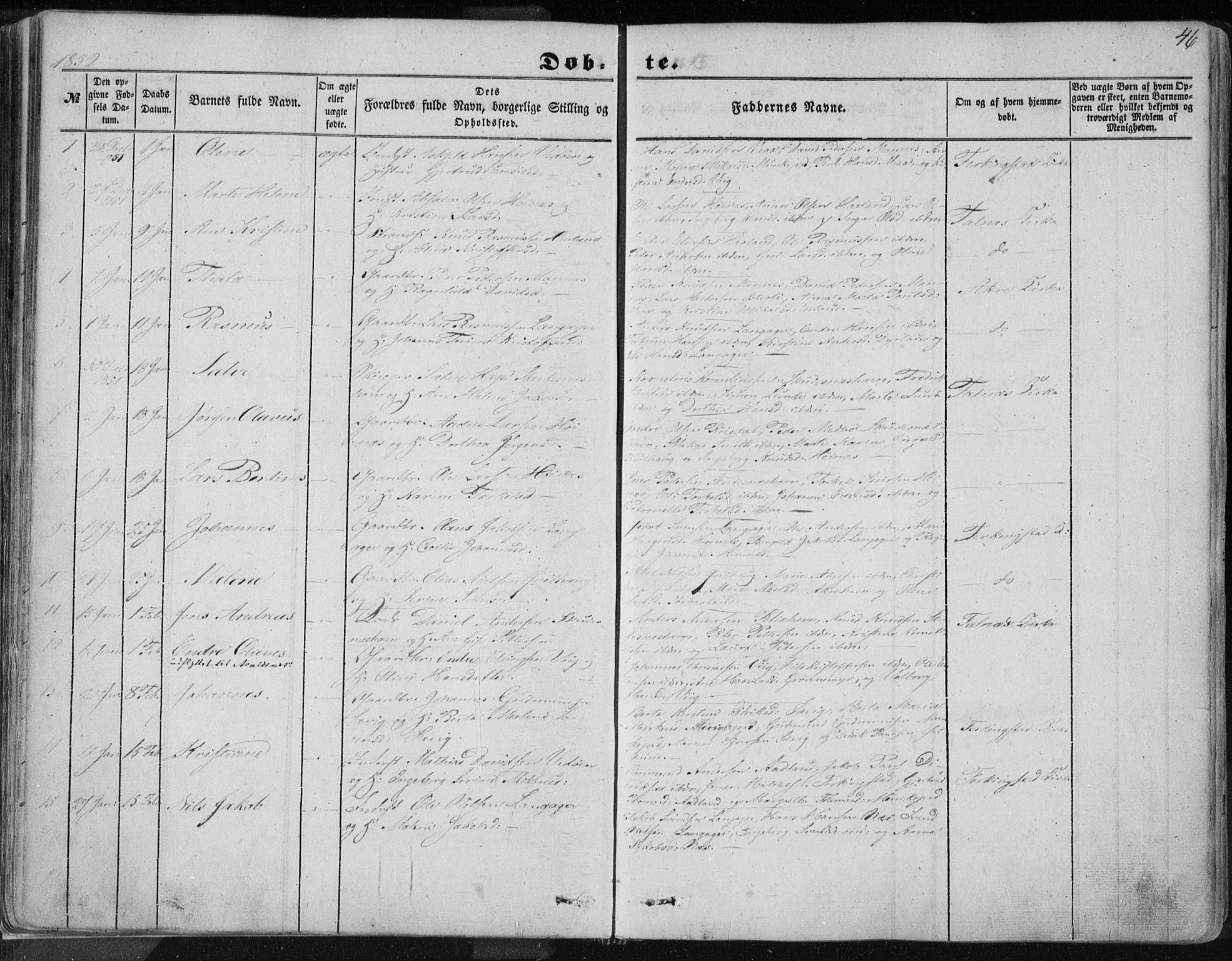 Skudenes sokneprestkontor, AV/SAST-A -101849/H/Ha/Haa/L0004: Parish register (official) no. A 3.1, 1847-1863, p. 46