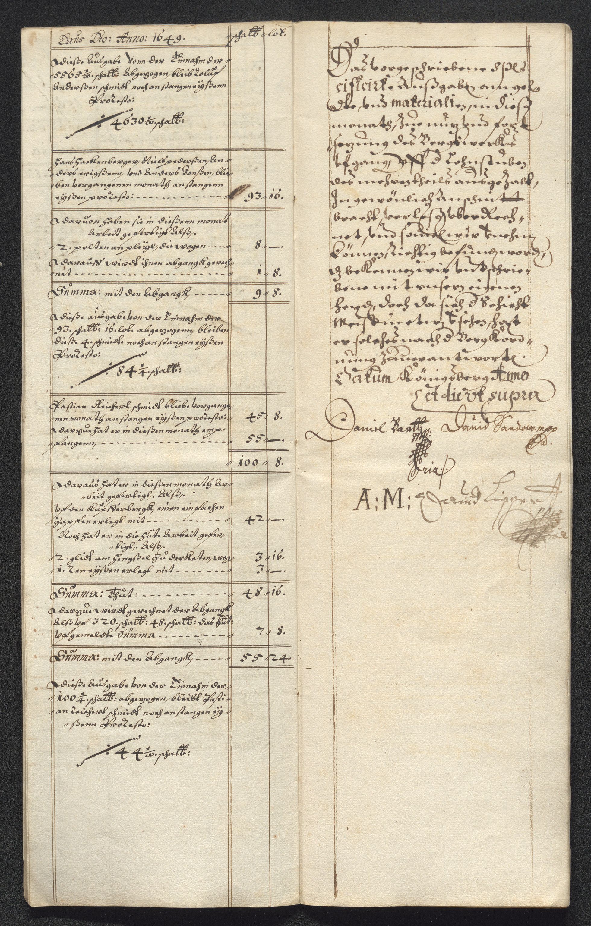 Kongsberg Sølvverk 1623-1816, SAKO/EA-3135/001/D/Dc/Dcd/L0023: Utgiftsregnskap for gruver m.m., 1649, p. 461