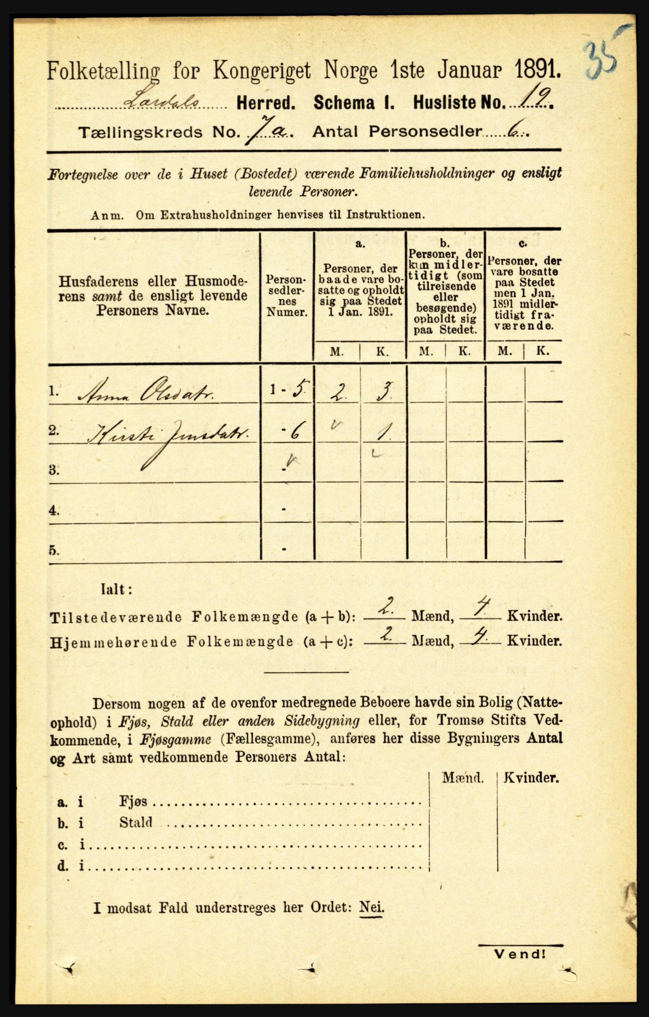 RA, 1891 census for 1422 Lærdal, 1891, p. 767