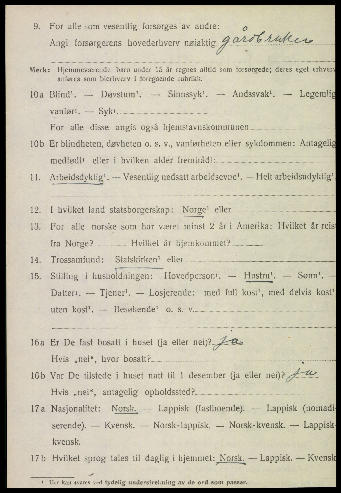 SAT, 1920 census for Stod, 1920, p. 2423