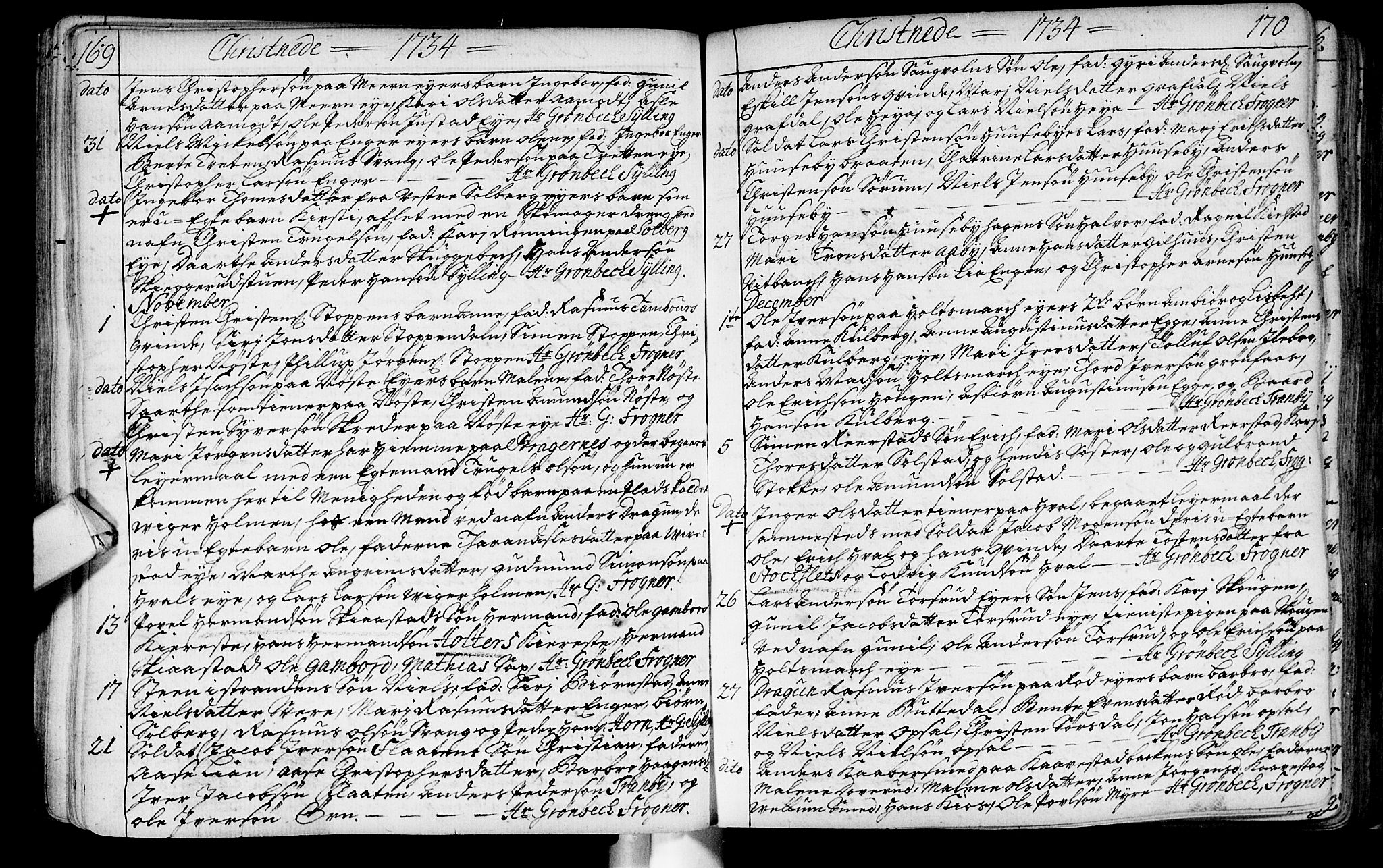 Lier kirkebøker, AV/SAKO-A-230/F/Fa/L0003: Parish register (official) no. I 3, 1727-1748, p. 169-170