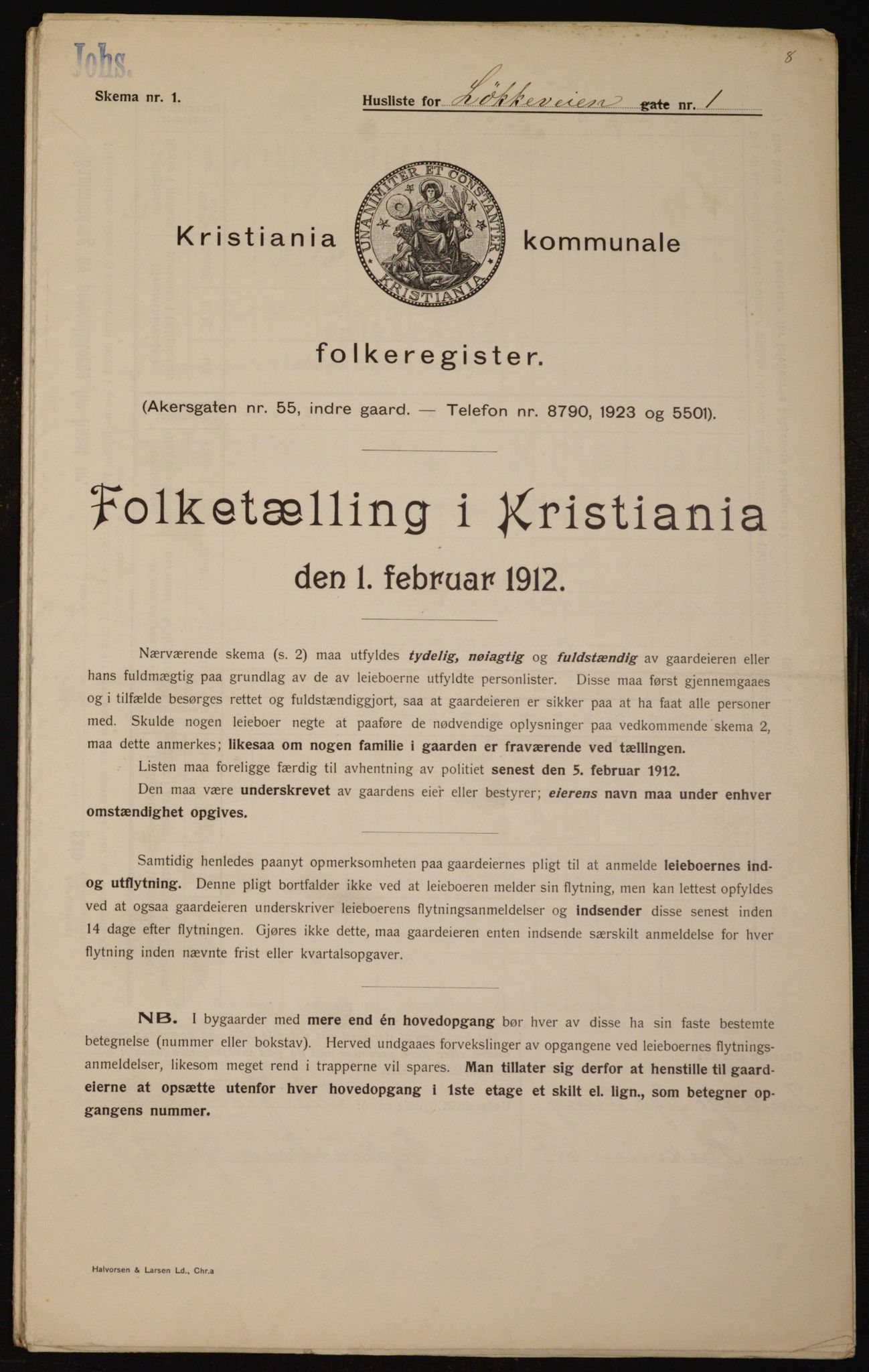 OBA, Municipal Census 1912 for Kristiania, 1912, p. 59000