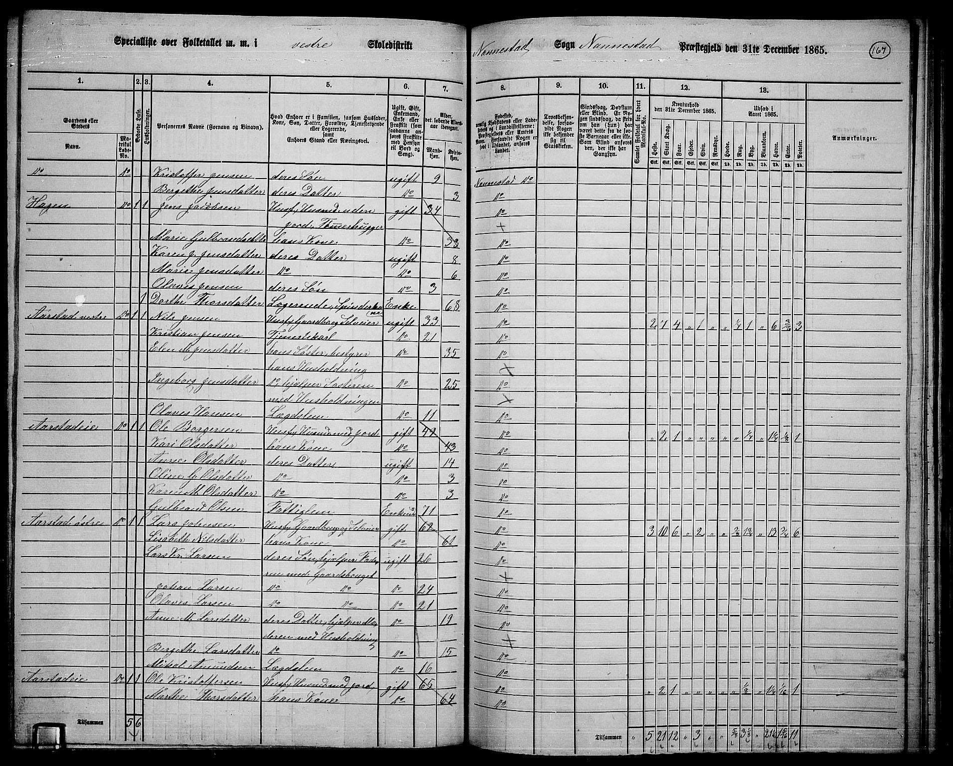 RA, 1865 census for Nannestad, 1865, p. 50