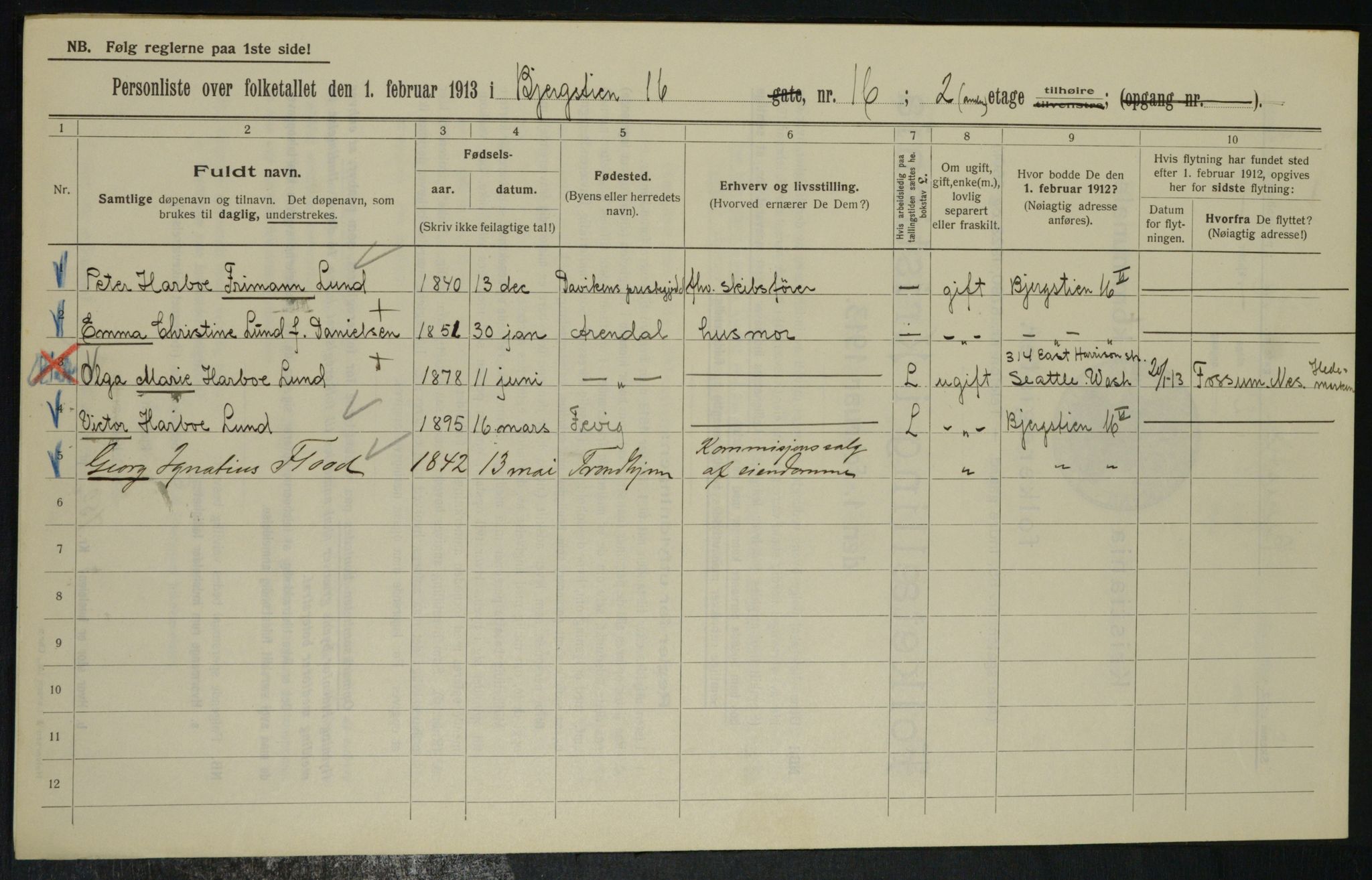 OBA, Municipal Census 1913 for Kristiania, 1913, p. 4402