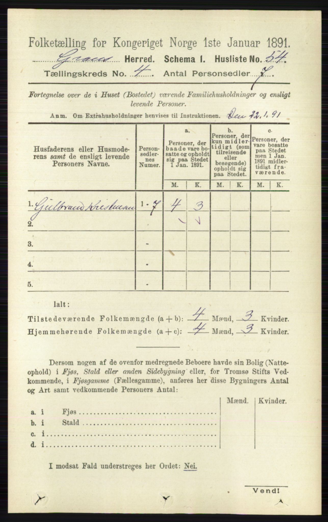RA, 1891 census for 0534 Gran, 1891, p. 1145