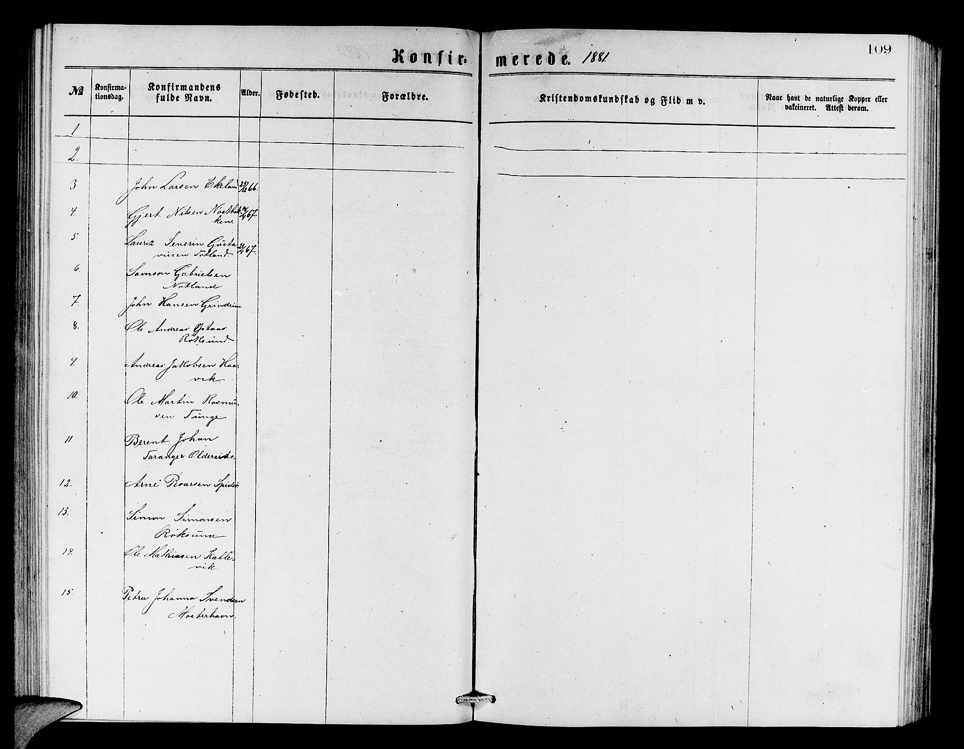 Finnås sokneprestembete, SAB/A-99925/H/Ha/Hab/Haba/L0002: Parish register (copy) no. A 2, 1873-1882, p. 109