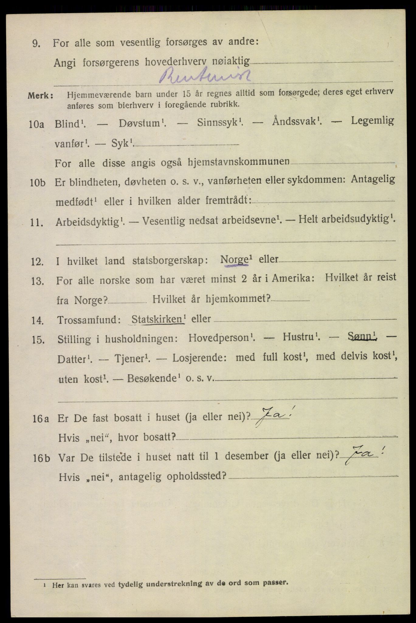 SAH, 1920 census for Lillehammer, 1920, p. 5817