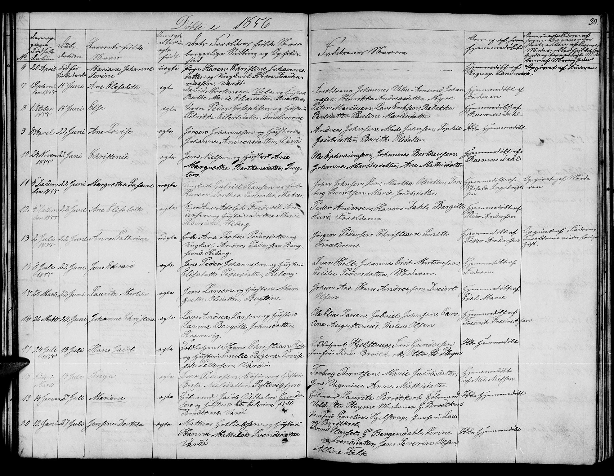 Vardø sokneprestkontor, SATØ/S-1332/H/Hb/L0001klokker: Parish register (copy) no. 1, 1844-1861, p. 30