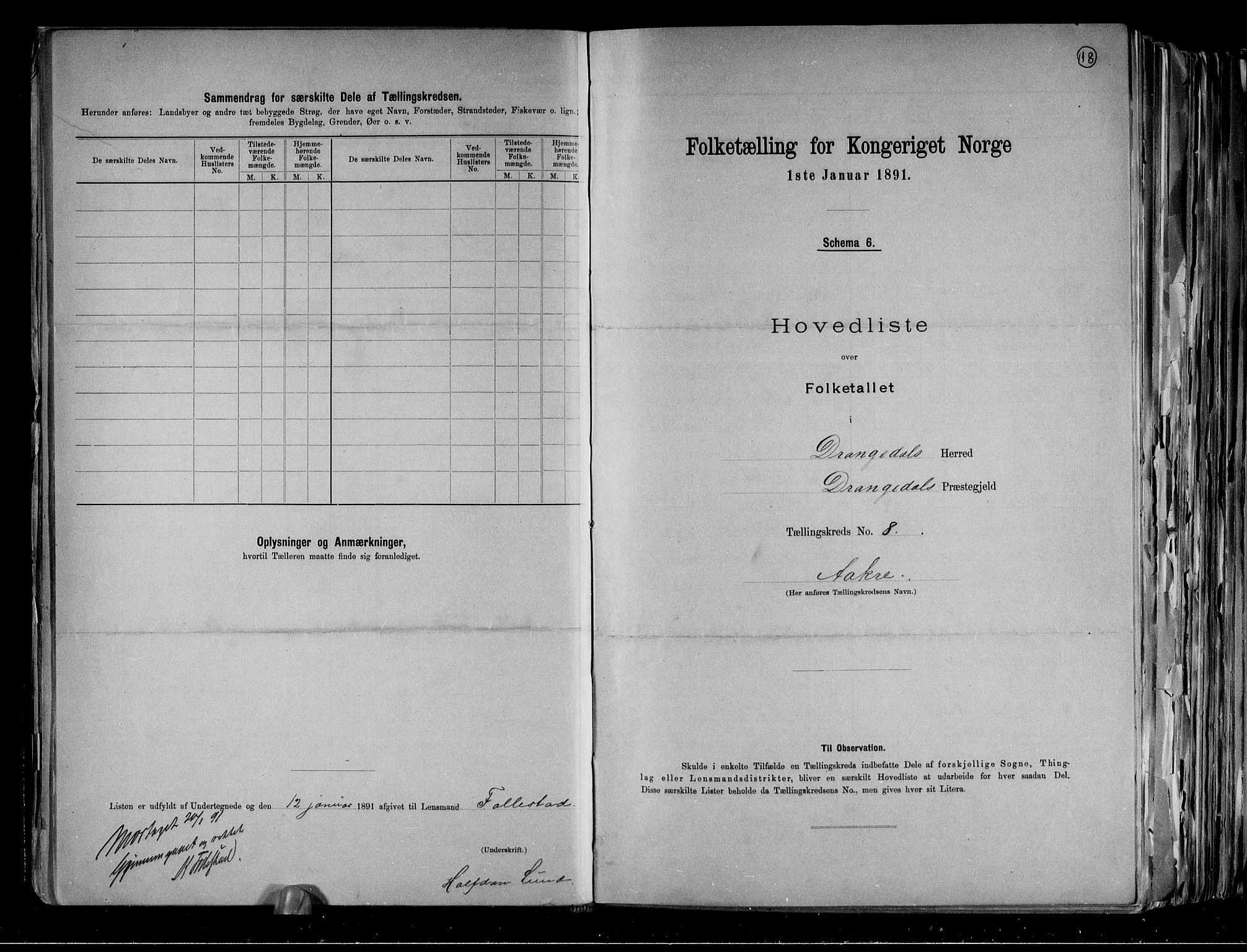 RA, 1891 census for 0817 Drangedal, 1891, p. 18