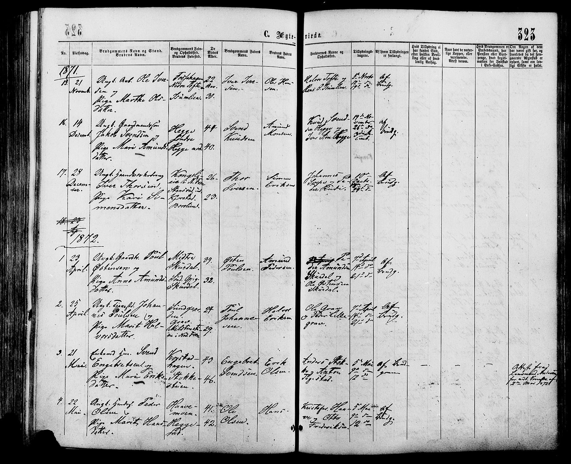 Sør-Fron prestekontor, SAH/PREST-010/H/Ha/Haa/L0002: Parish register (official) no. 2, 1864-1880, p. 323