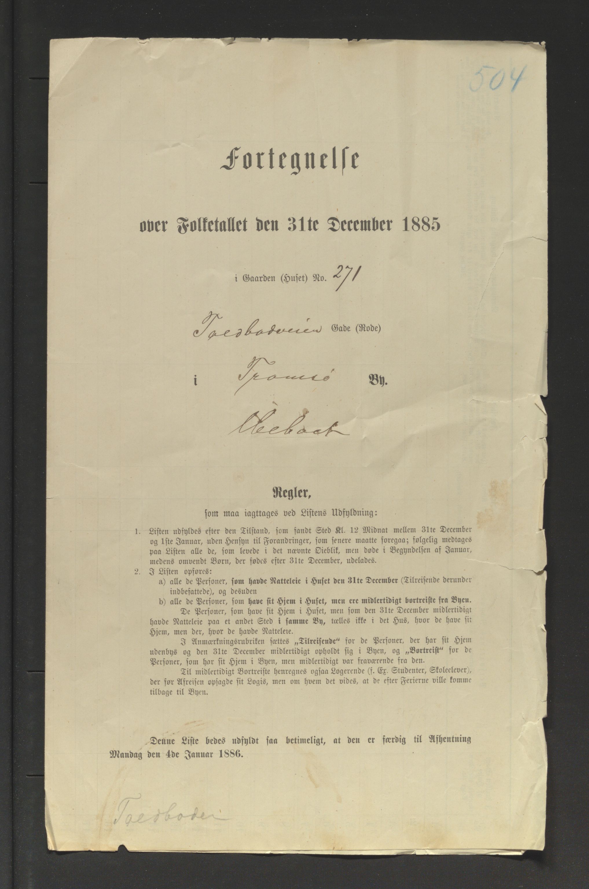 SATØ, 1885 census for 1902 Tromsø, 1885, p. 504a