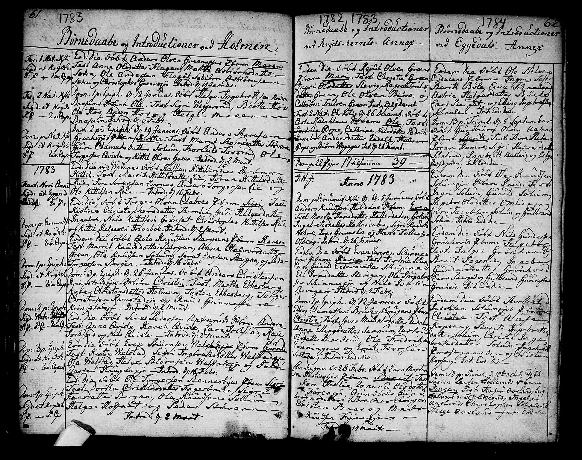 Sigdal kirkebøker, AV/SAKO-A-245/F/Fa/L0002: Parish register (official) no. I 2, 1778-1792, p. 61-62