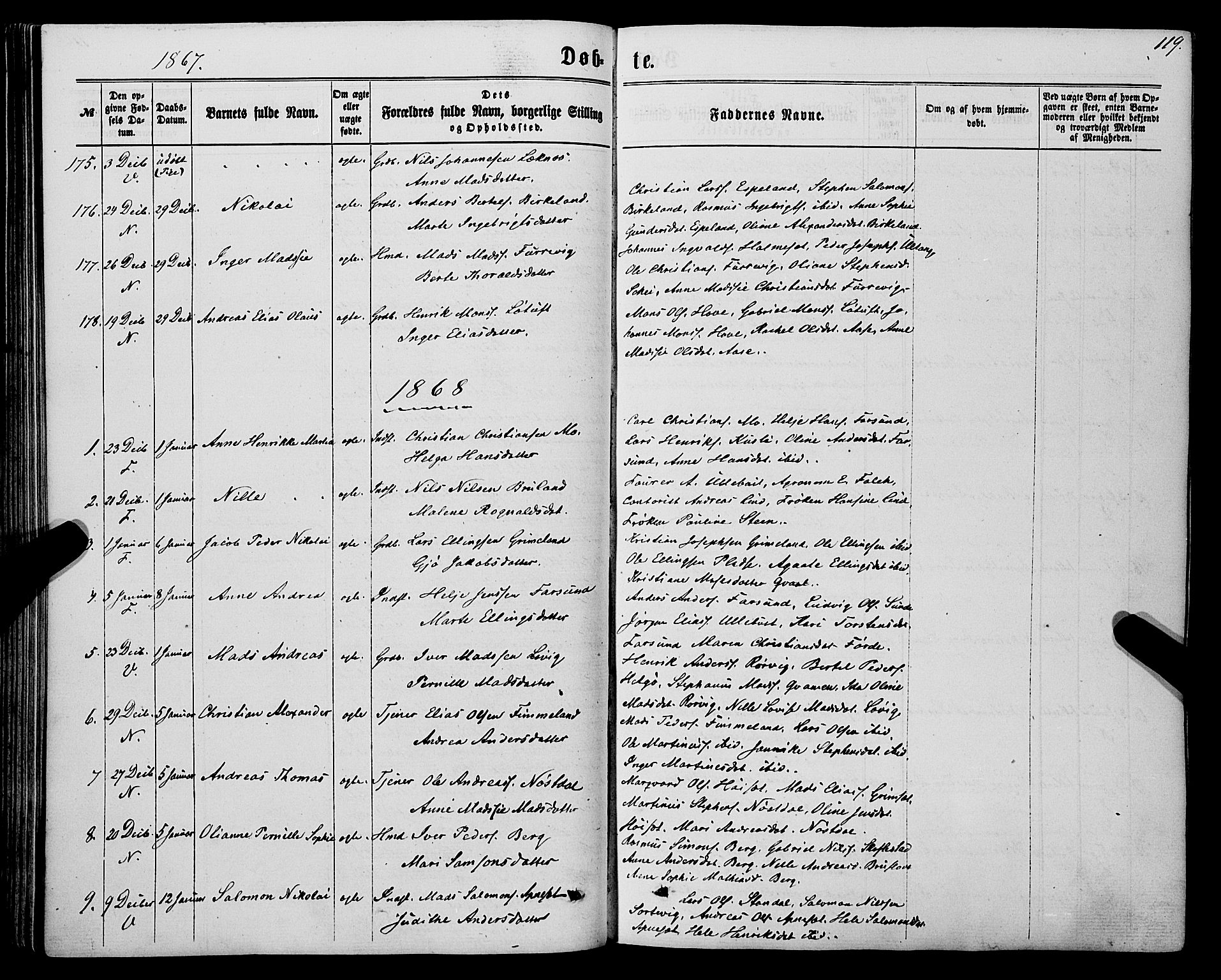 Førde sokneprestembete, SAB/A-79901/H/Haa/Haaa/L0009: Parish register (official) no. A 9, 1861-1877, p. 119