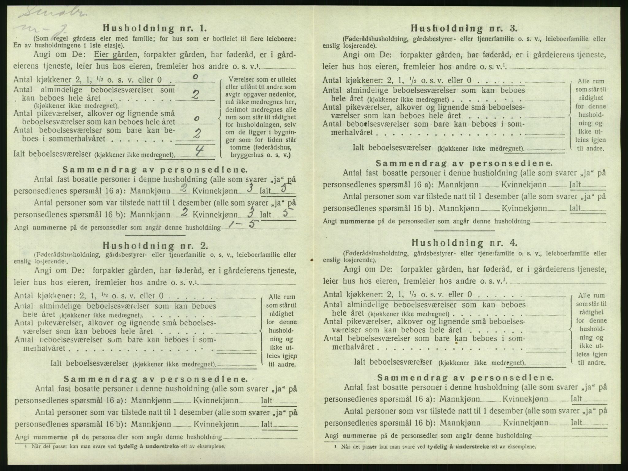 SAT, 1920 census for Nesna, 1920, p. 1050