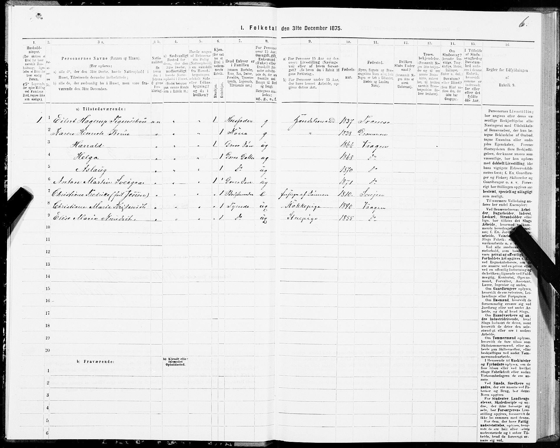 SAT, 1875 census for 1865P Vågan, 1875, p. 2006