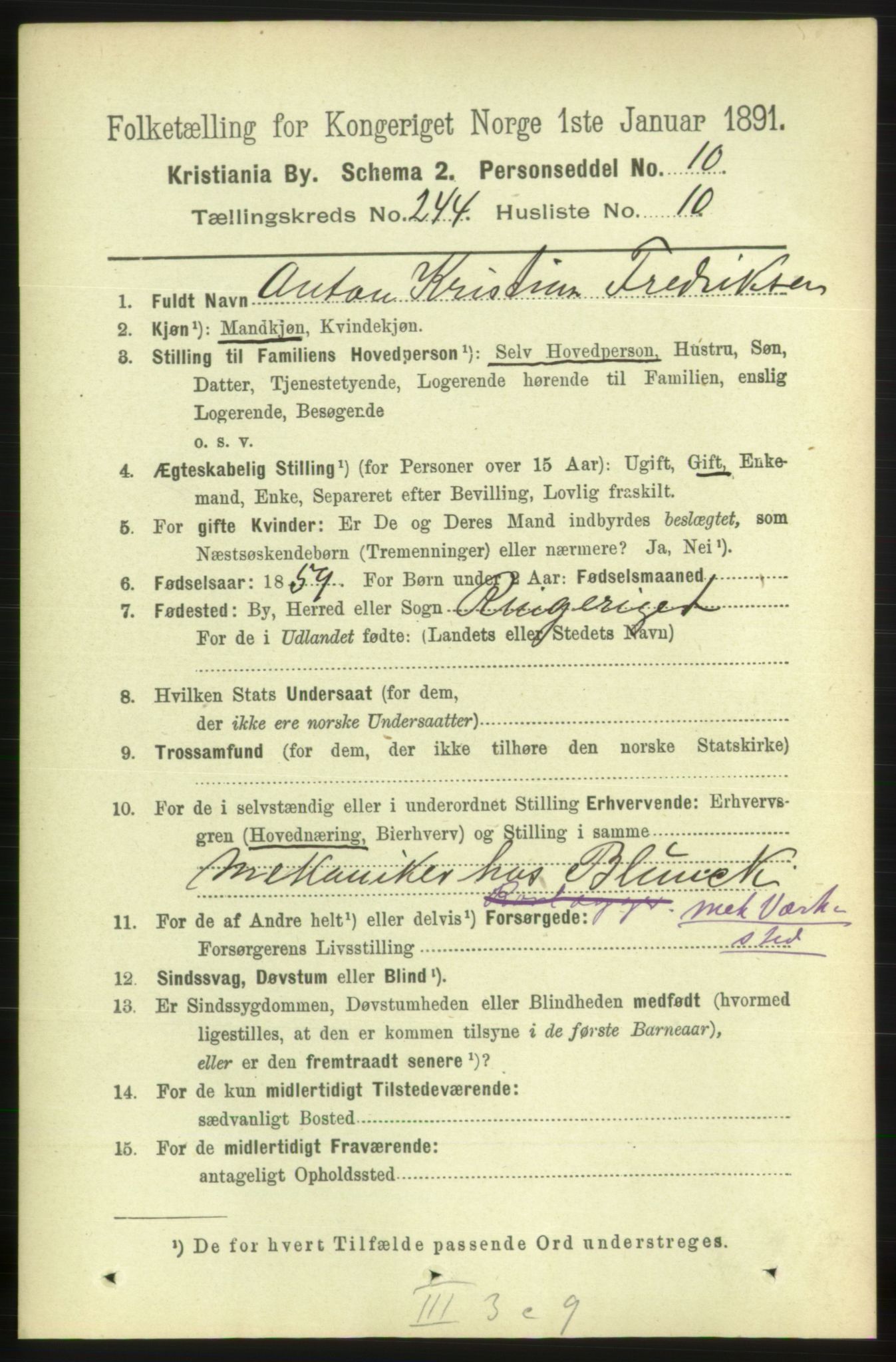 RA, 1891 census for 0301 Kristiania, 1891, p. 148761