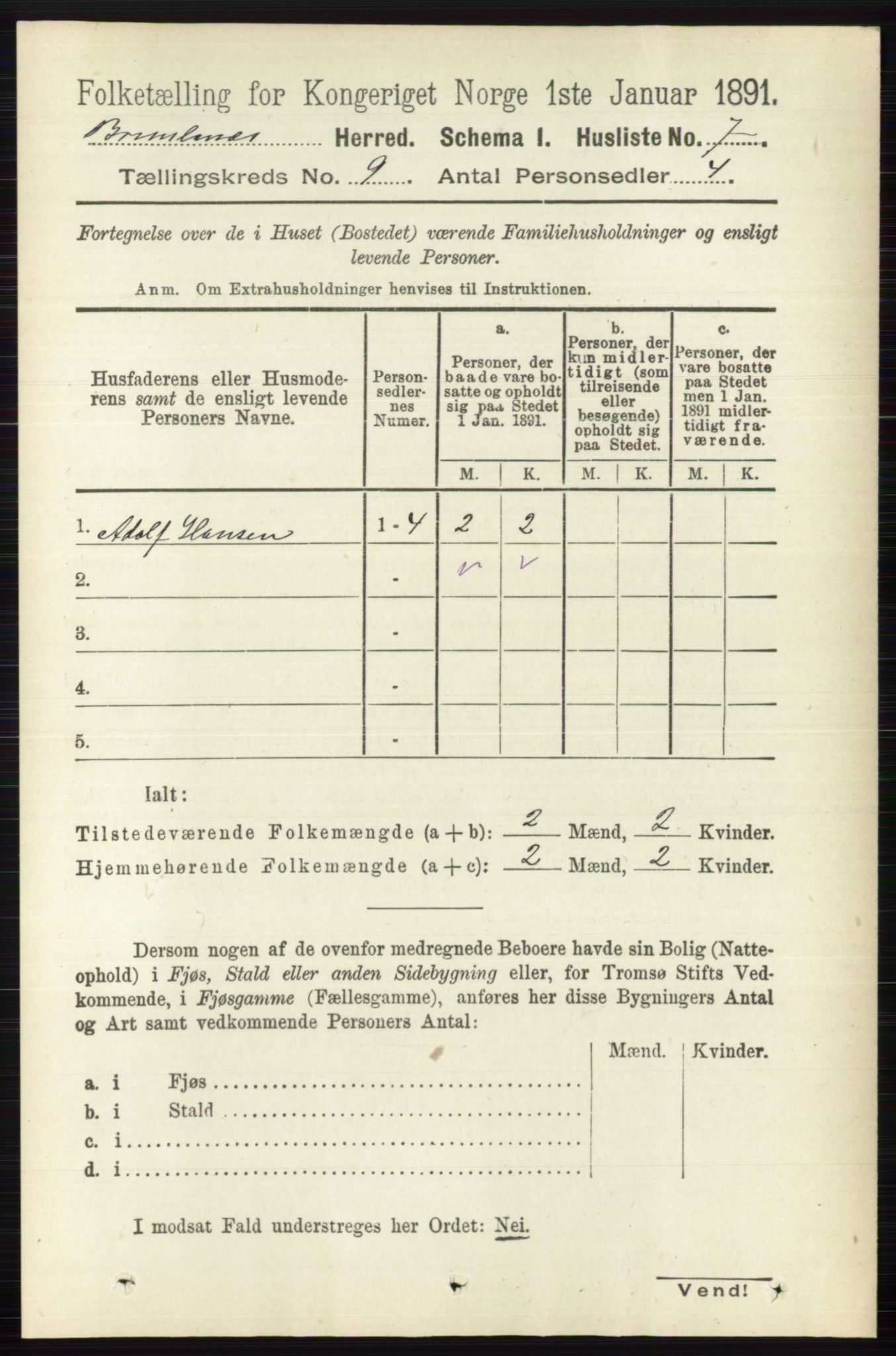 RA, 1891 census for 0726 Brunlanes, 1891, p. 4026