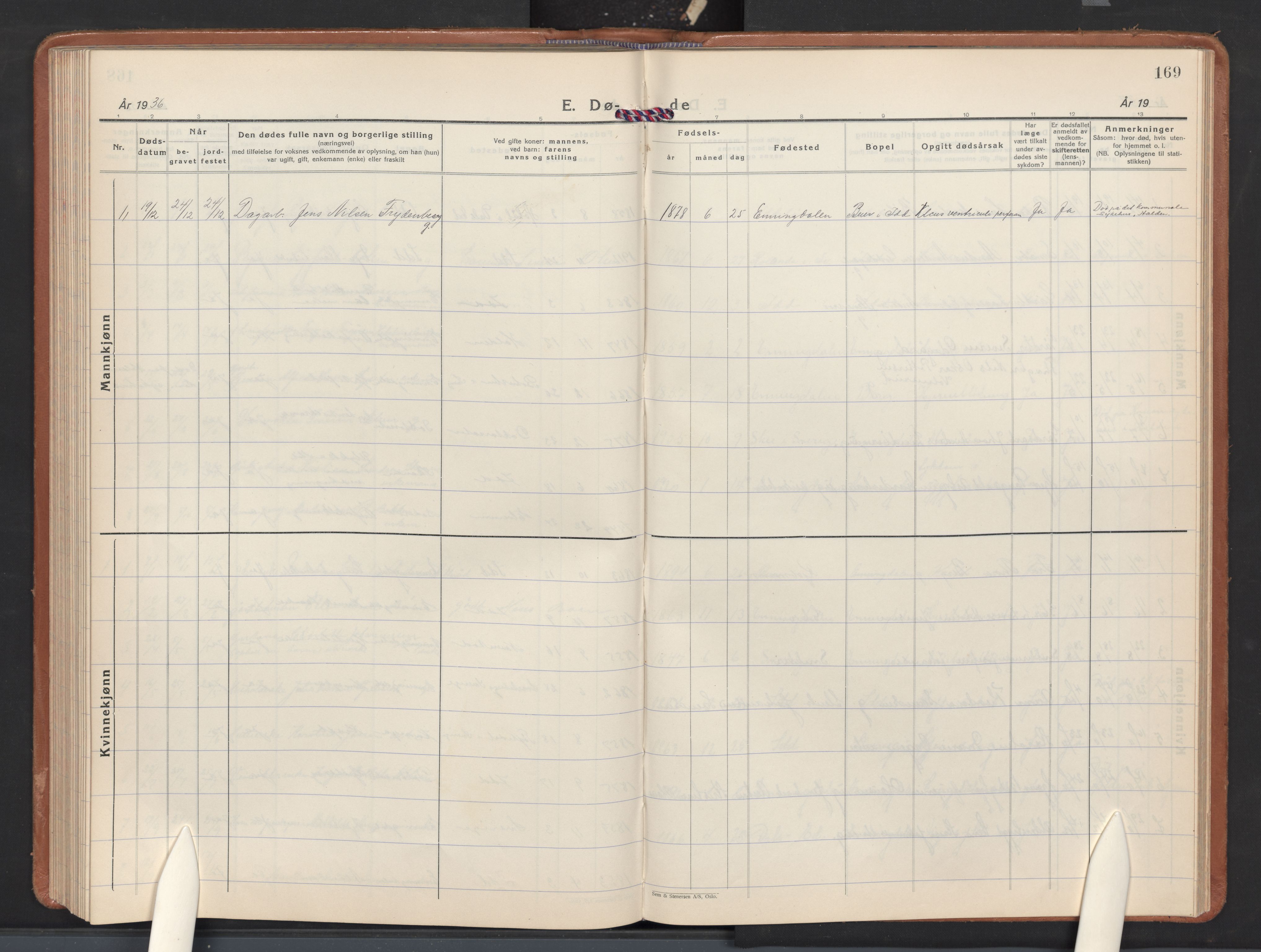 Idd prestekontor Kirkebøker, AV/SAO-A-10911/G/Gc/L0003: Parish register (copy) no. III 3, 1933-1971, p. 169