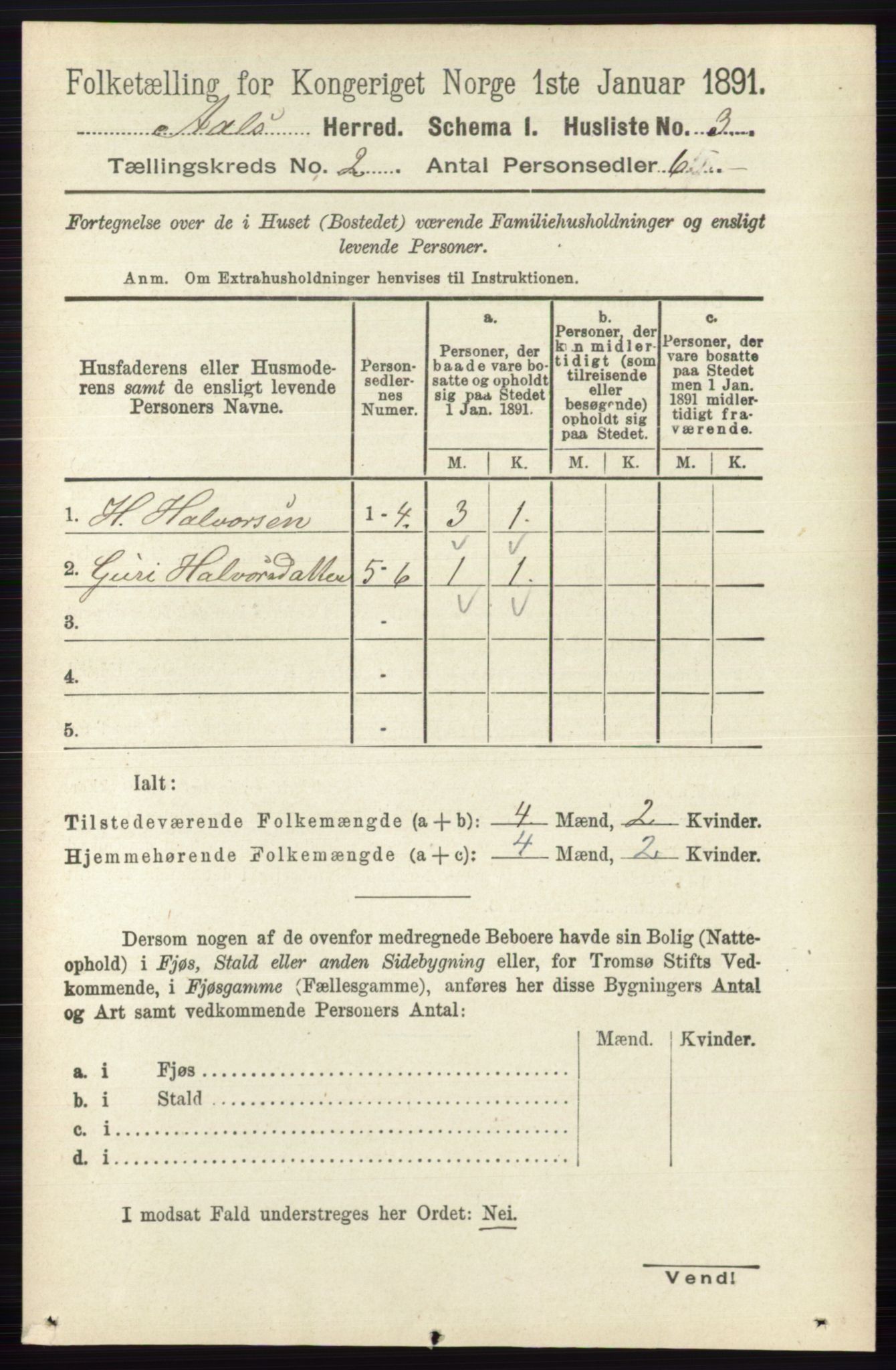 RA, 1891 census for 0619 Ål, 1891, p. 334