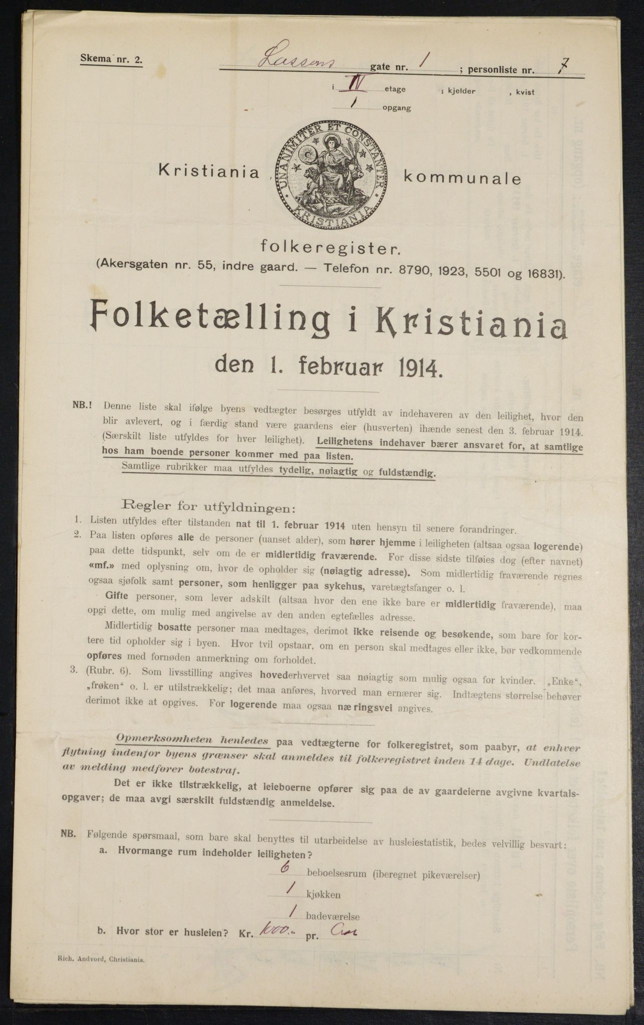 OBA, Municipal Census 1914 for Kristiania, 1914, p. 57120