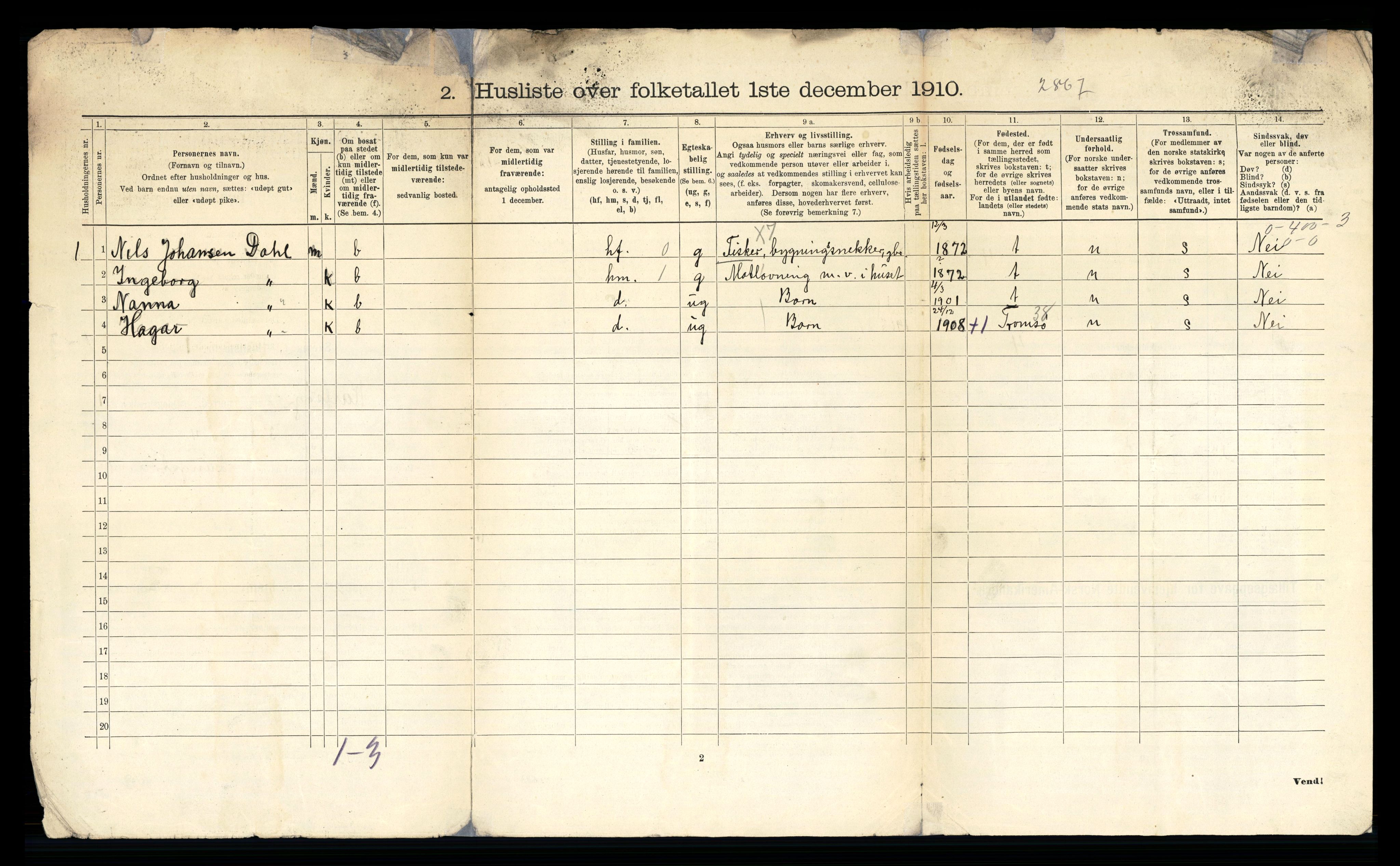 RA, 1910 census for Karlsøy, 1910, p. 32