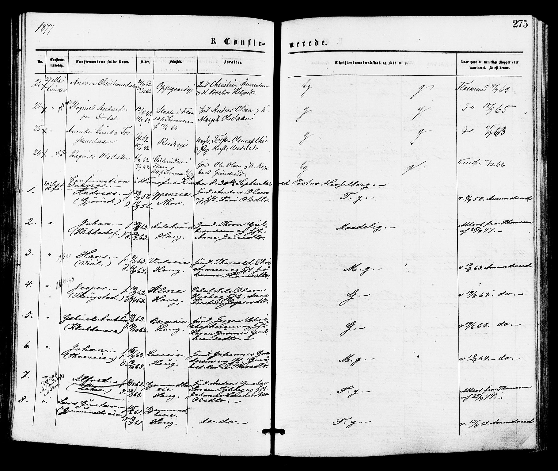 Norderhov kirkebøker, AV/SAKO-A-237/F/Fa/L0015: Parish register (official) no. 15, 1875-1884, p. 275