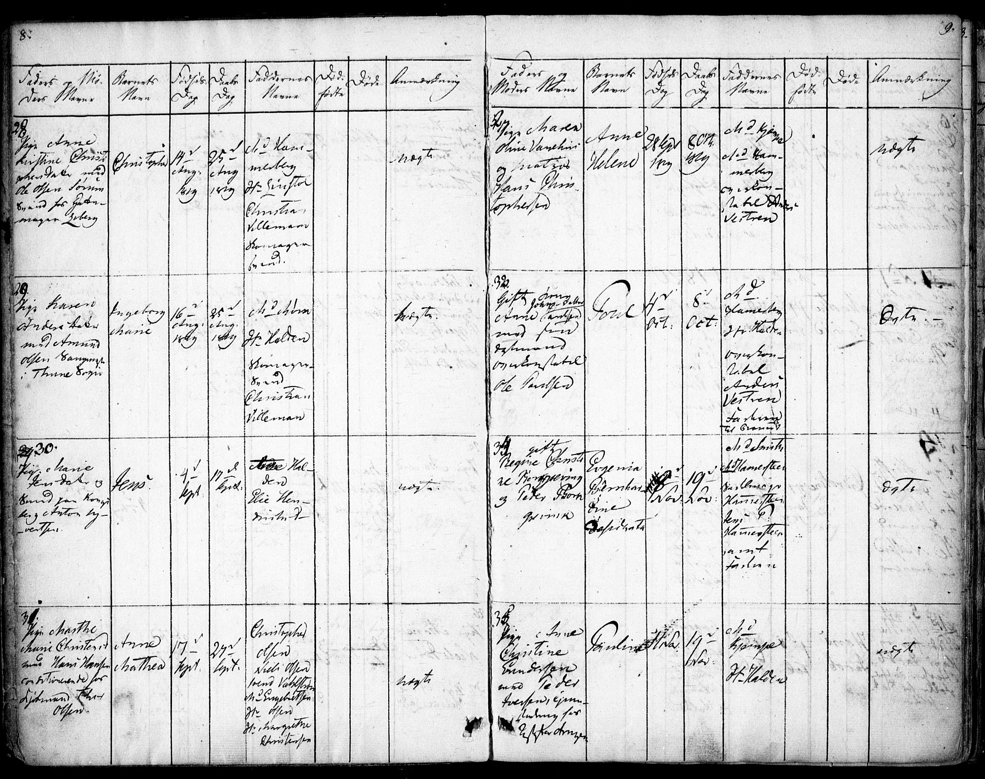 Rikshospitalet prestekontor Kirkebøker, AV/SAO-A-10309b/F/L0001: Parish register (official) no. 1, 1818-1832, p. 8-9