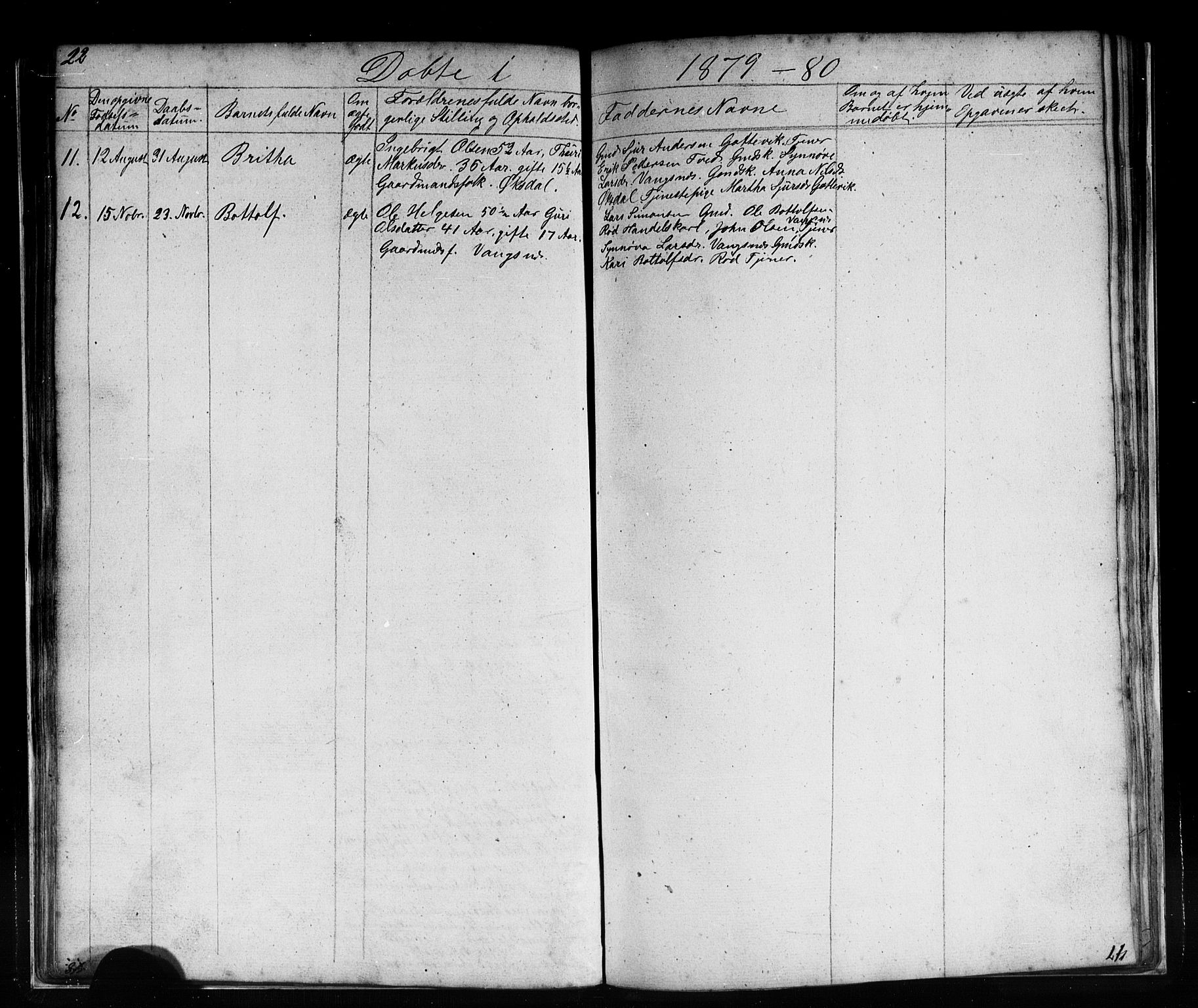 Vik sokneprestembete, SAB/A-81501: Parish register (copy) no. C 1, 1853-1879, p. 22