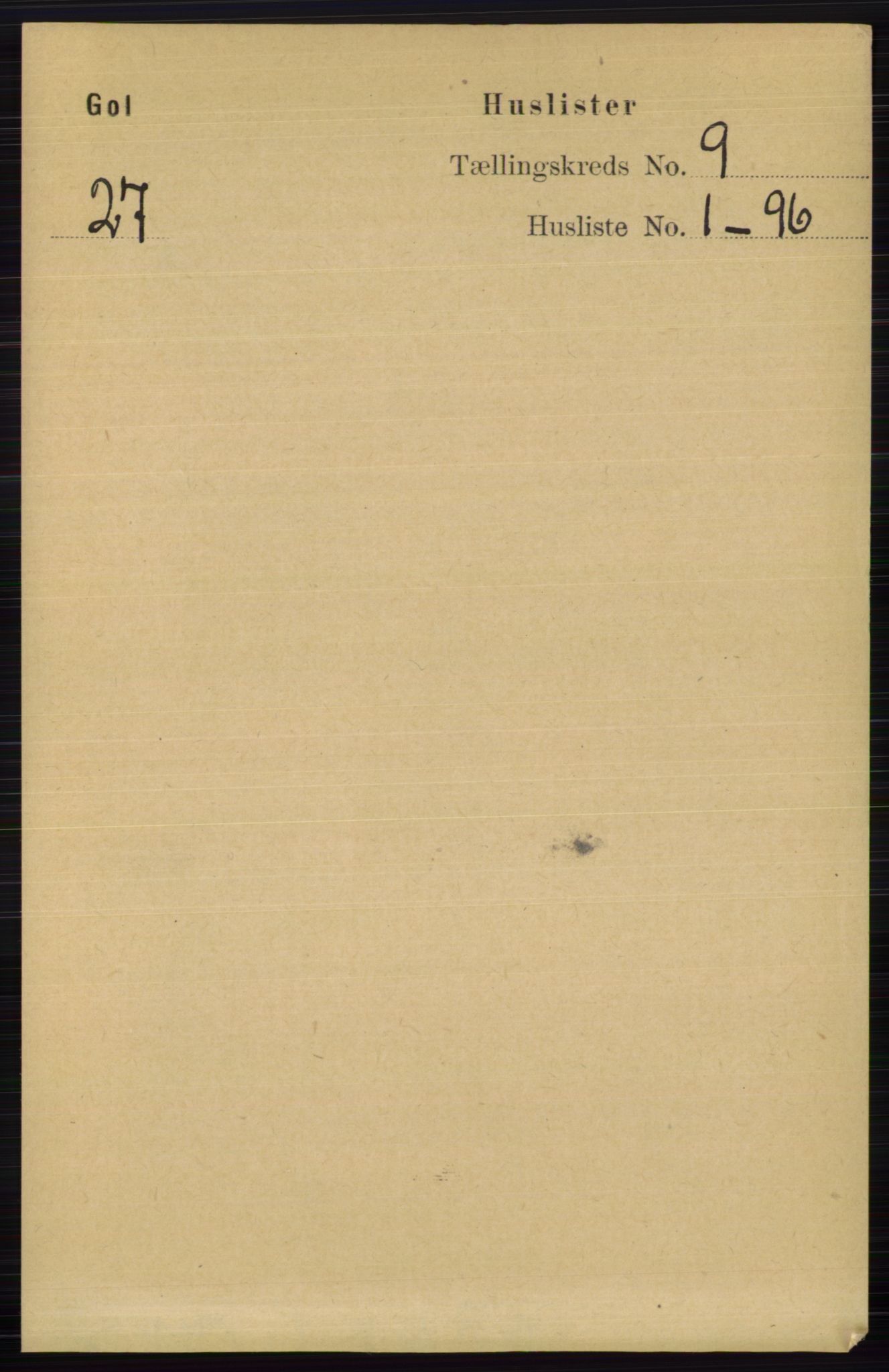 RA, 1891 census for 0617 Gol og Hemsedal, 1891, p. 3299