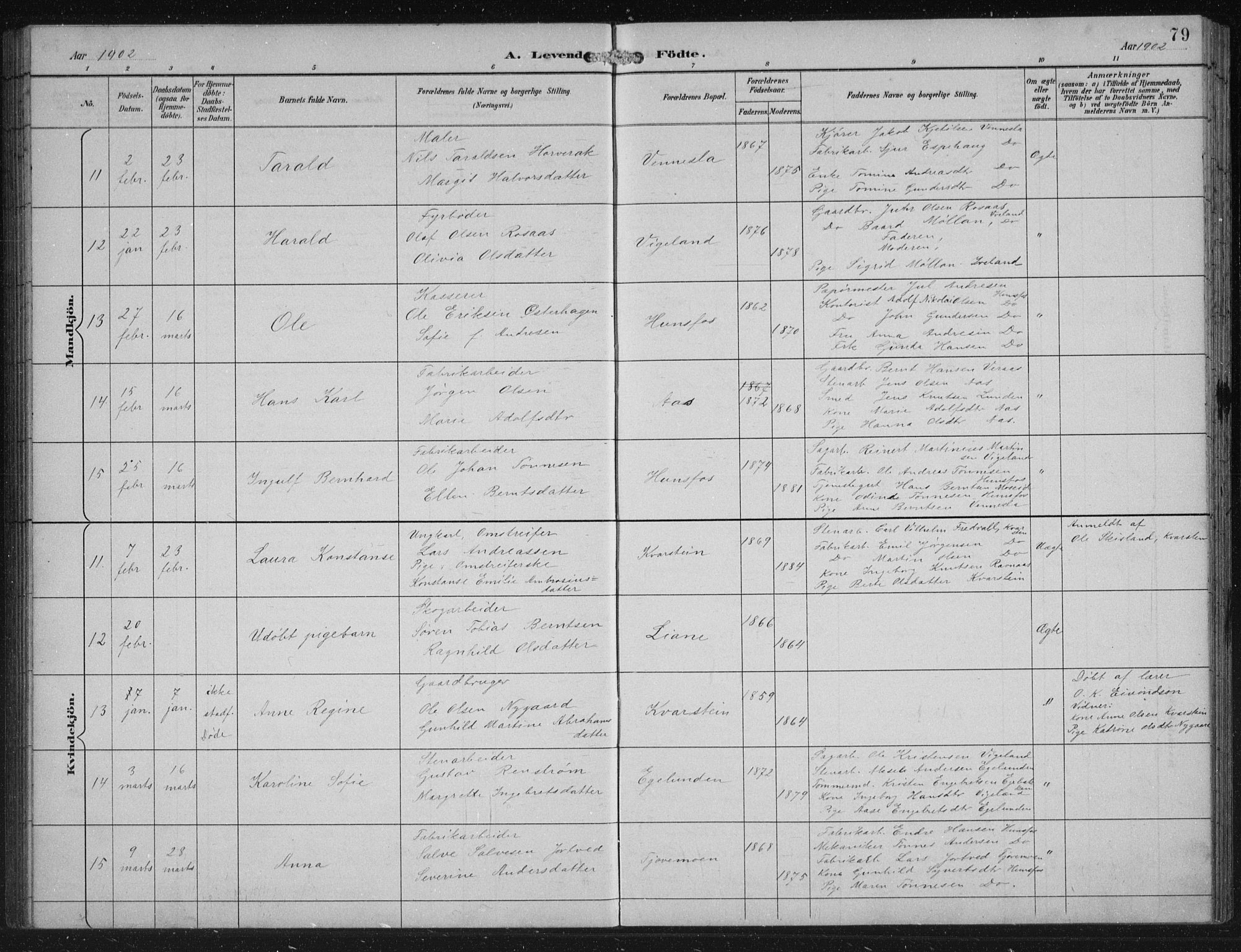 Vennesla sokneprestkontor, AV/SAK-1111-0045/Fb/Fbb/L0004: Parish register (copy) no. B 4, 1893-1902, p. 79